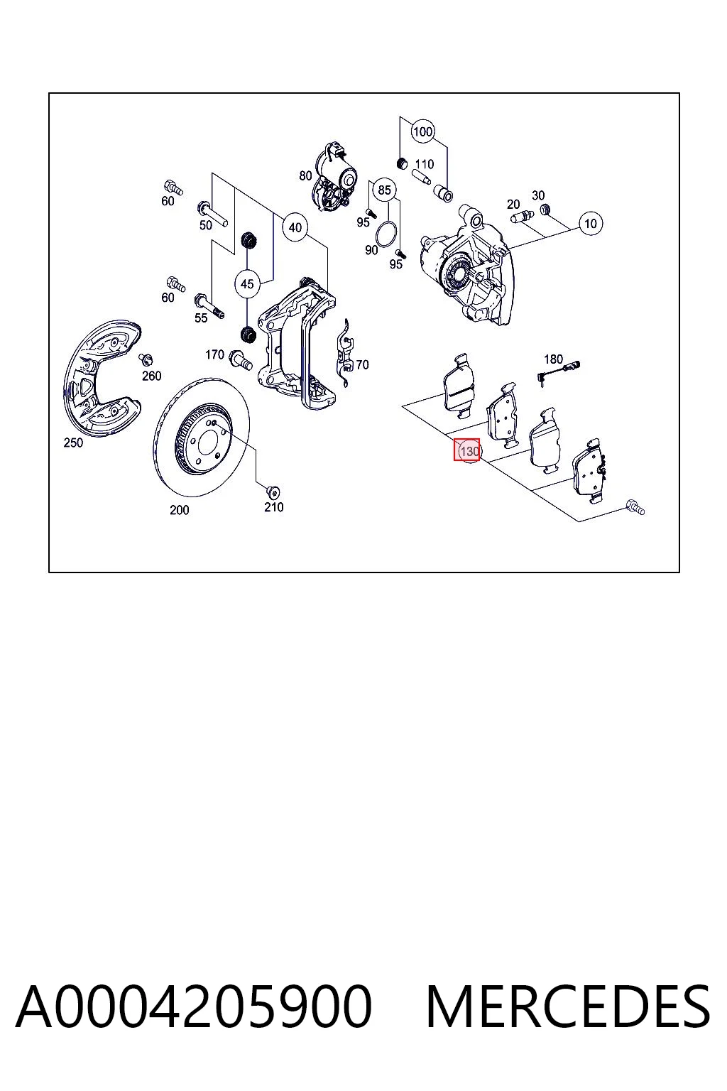 A0004205900 Mercedes Колодки гальмівні задні, дискові