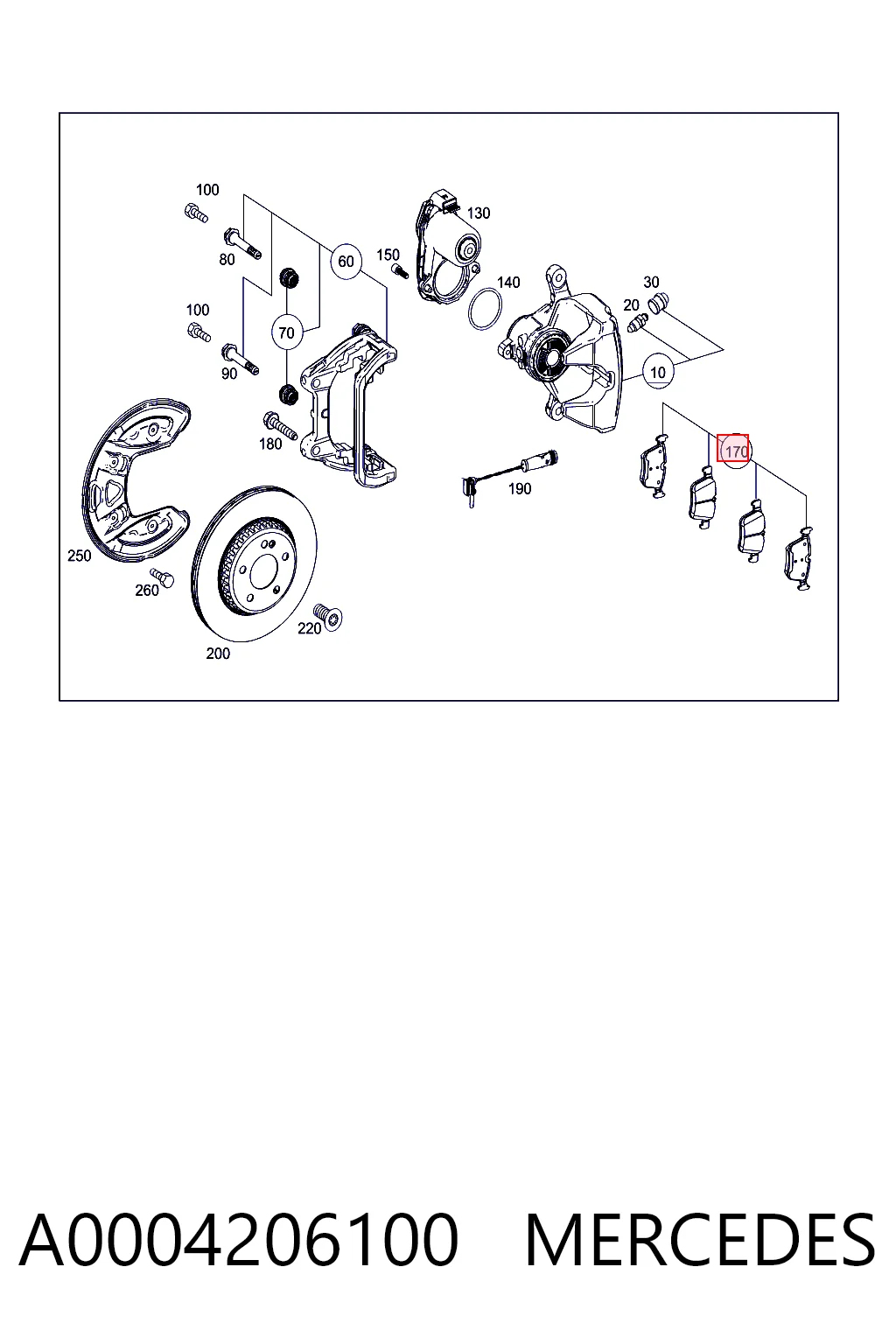 A0004206100 Mercedes Колодки гальмівні задні, дискові