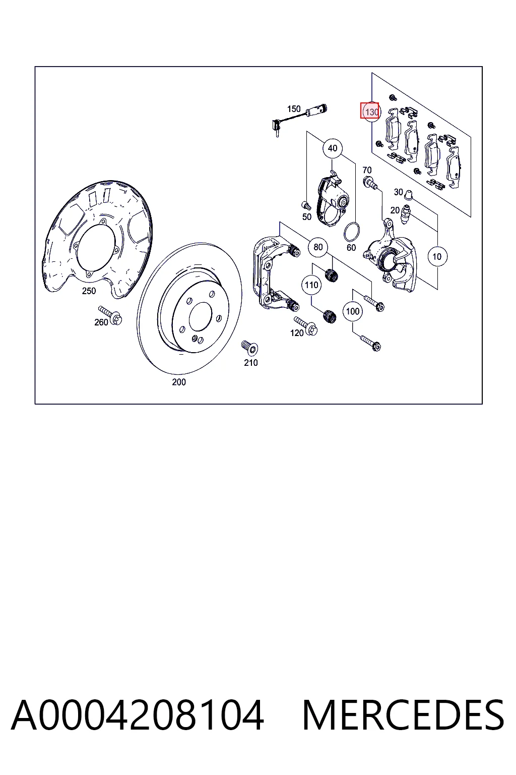 A0004208104 Mercedes Колодки гальмівні задні, дискові