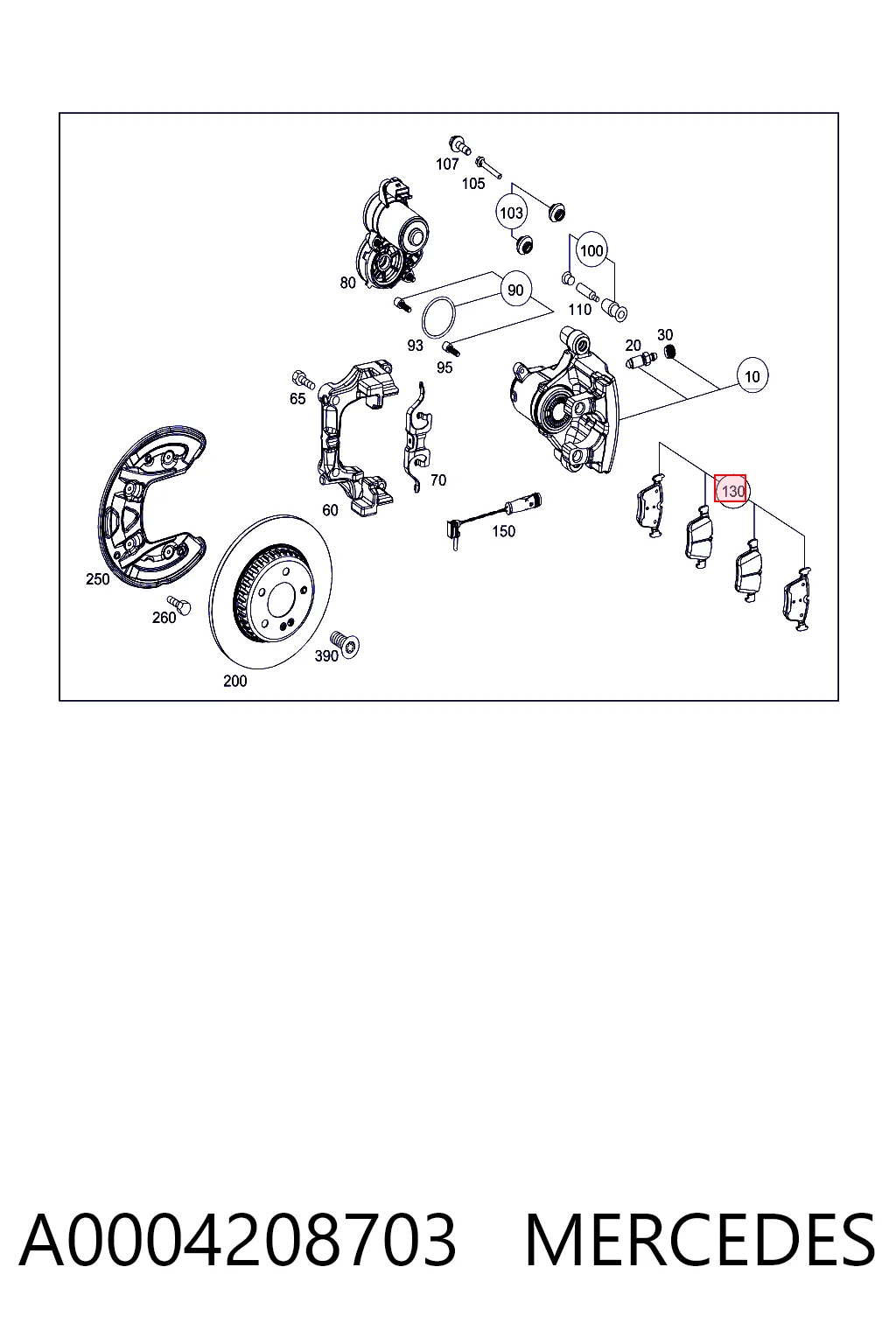 A0004208703 Mercedes Колодки гальмівні задні, дискові