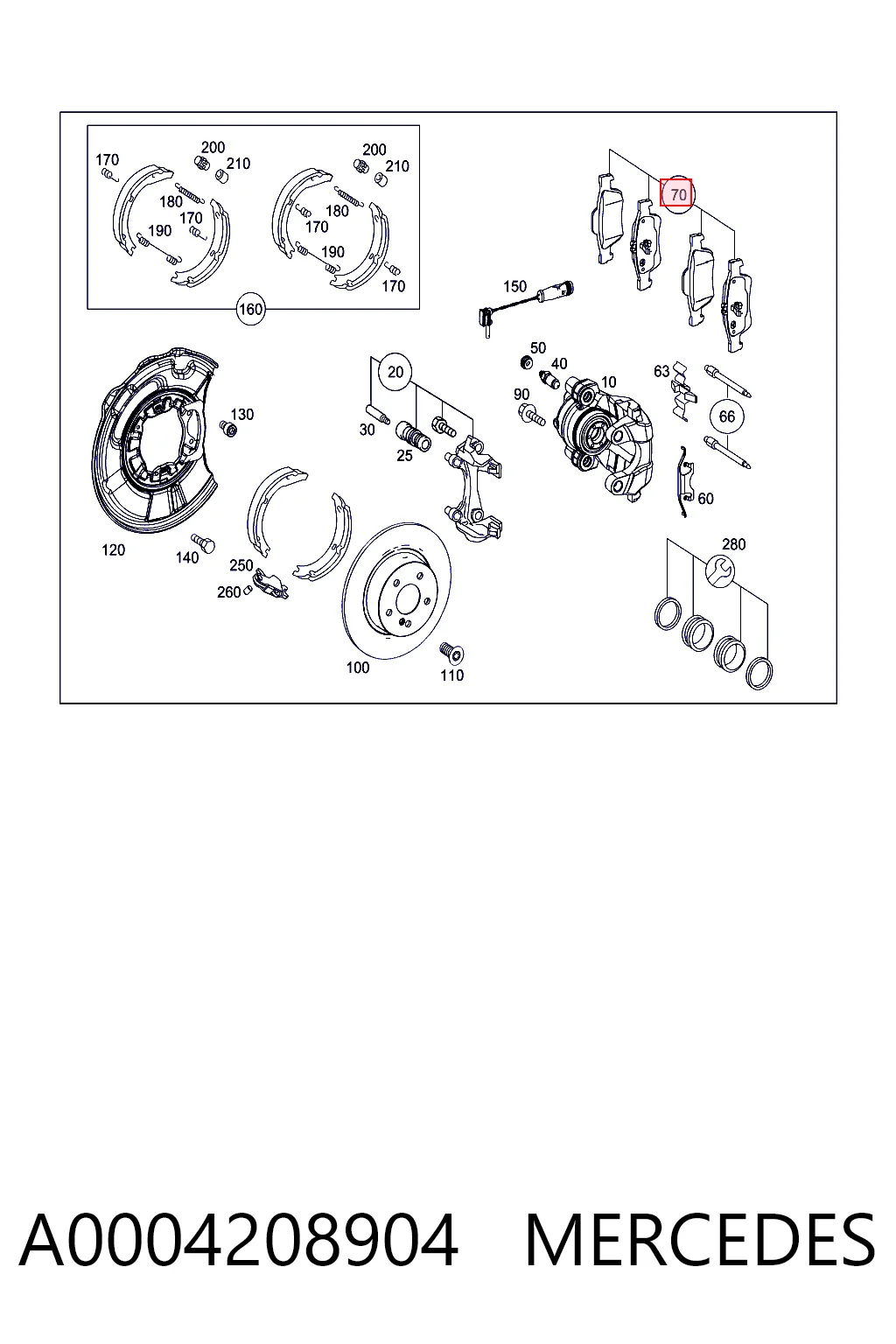A0004208904 Mercedes Колодки гальмівні задні, дискові