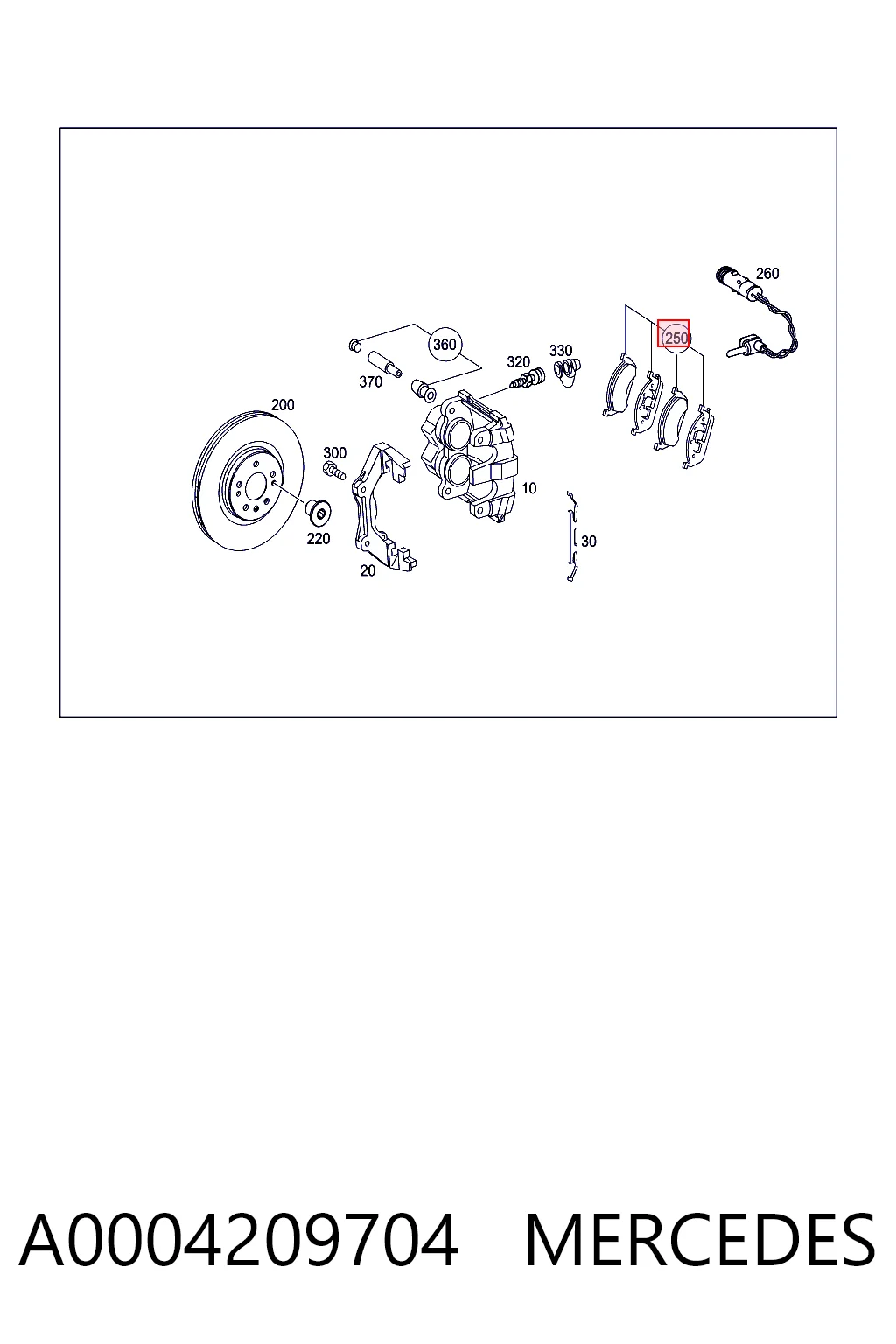 A0004209704 Mercedes Передні гальмівні колодки