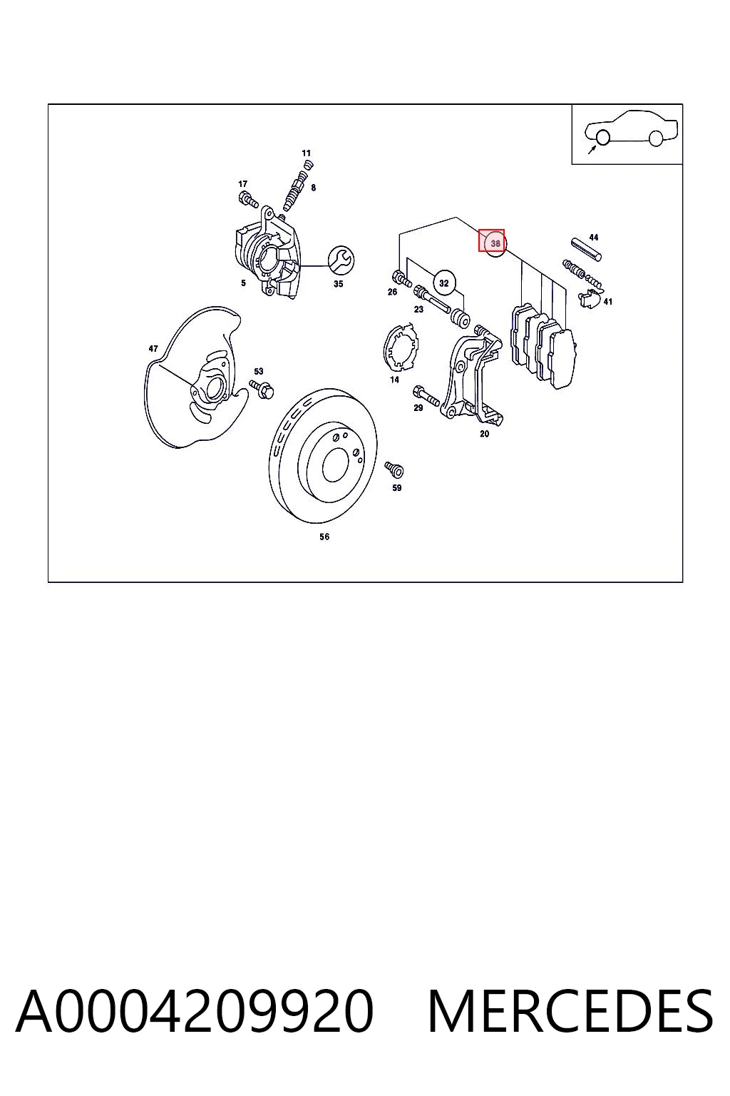 A0004209920 Mercedes Передні гальмівні колодки