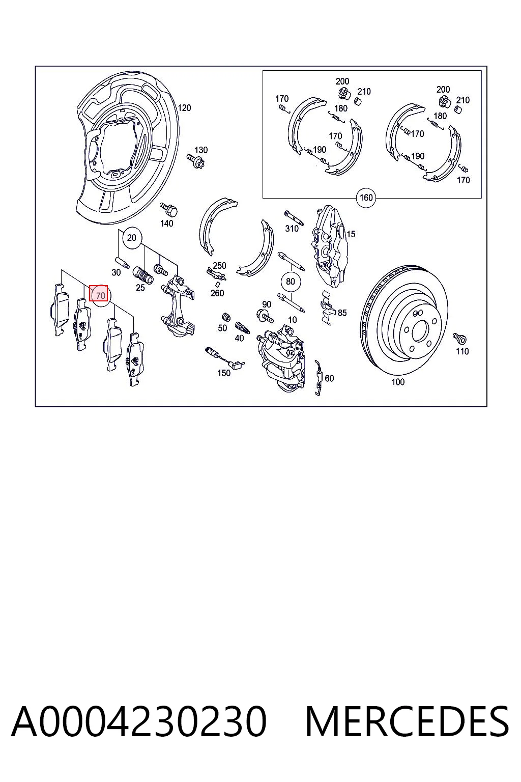 A0004230230 Mercedes Колодки гальмівні задні, дискові