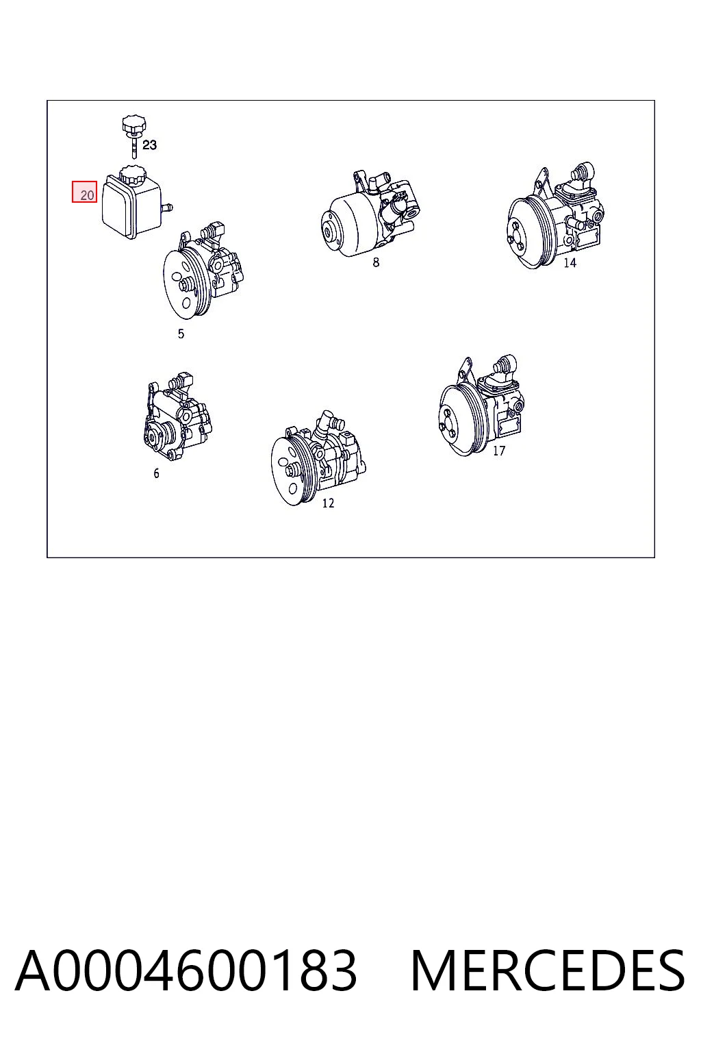 A0004600183 Mercedes Бачок гідропідсилювача керма