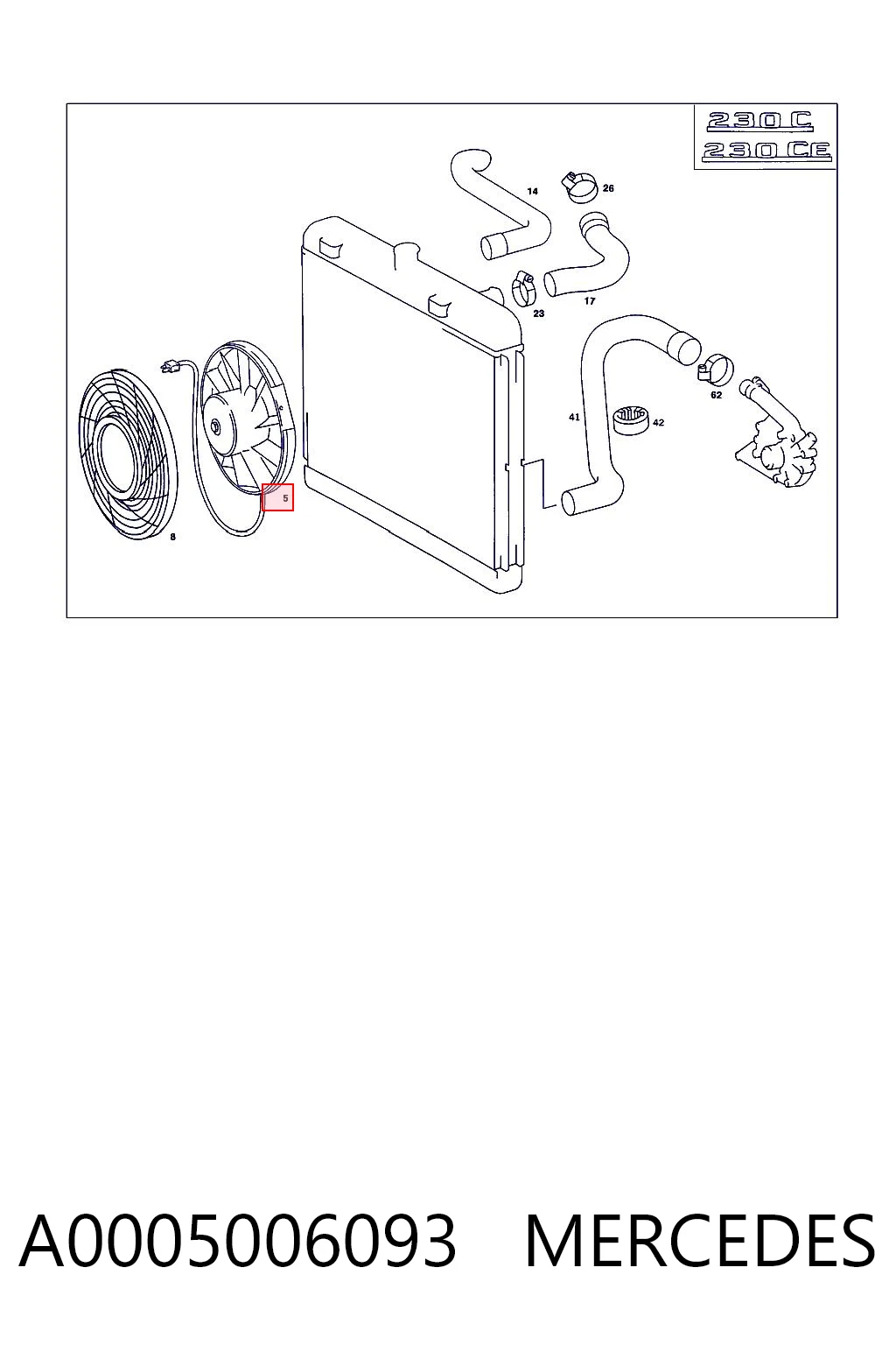 A0005006093 Mercedes Електровентилятор радіатора