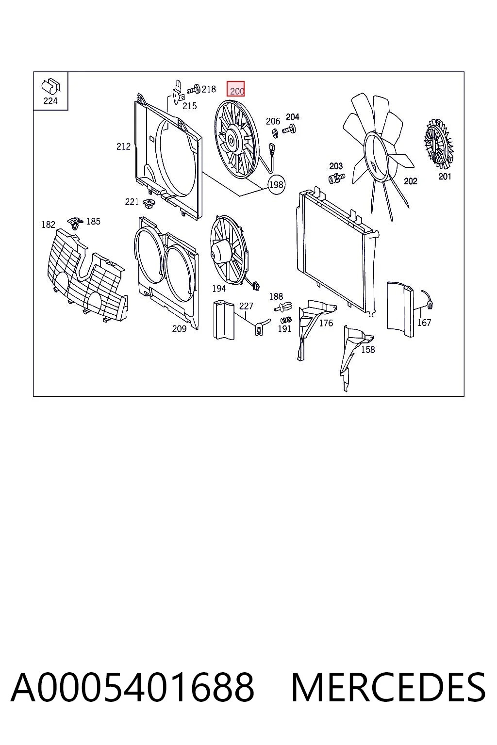 A0005401688 Mercedes Електровентилятор радіатора
