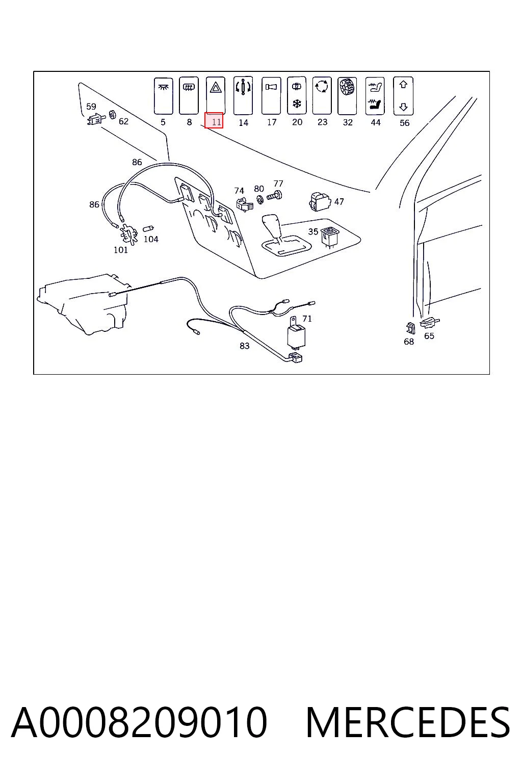 A0008209010 Mercedes Аварійна кнопка