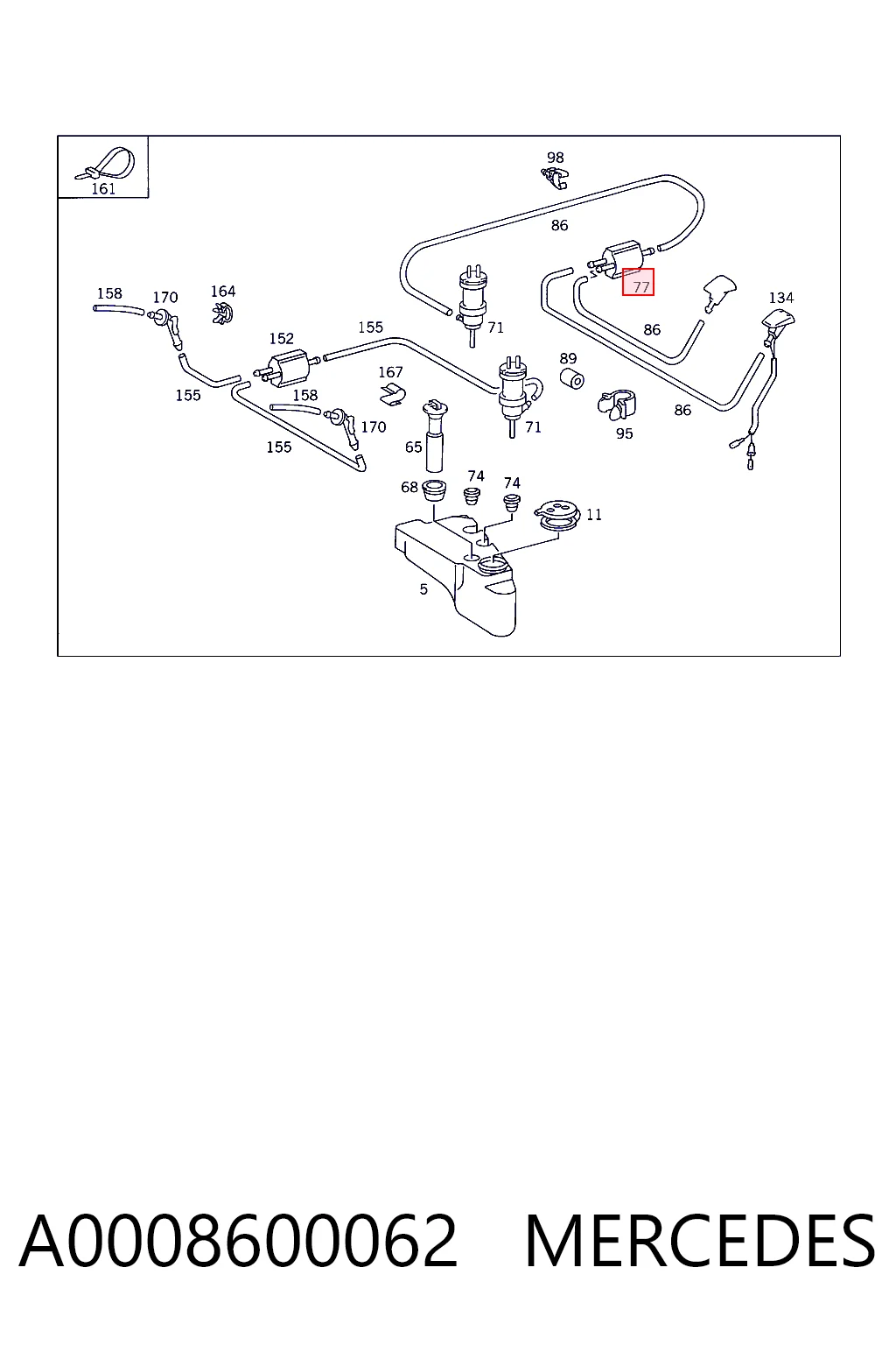 A0008600062 Mercedes Трійник системи склоомивача