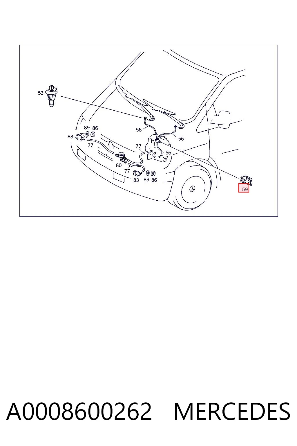 A0008600262 Mercedes Трійник системи склоомивача