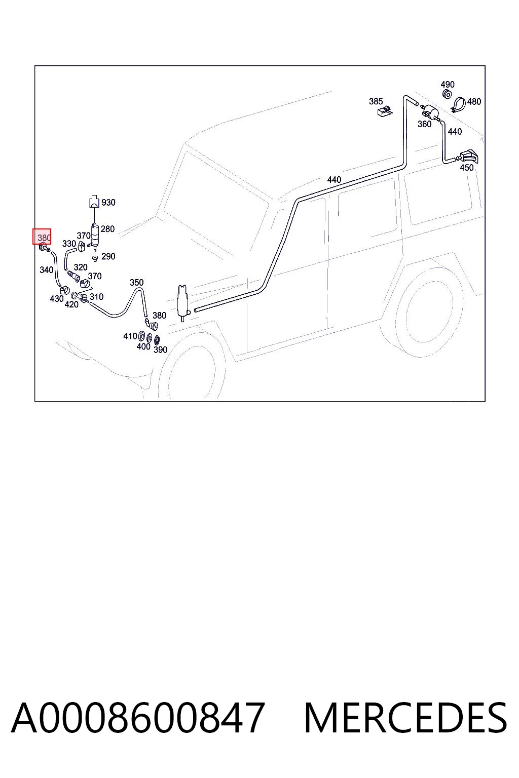 A0008600847 Mercedes Форсунка омивача фари передньої
