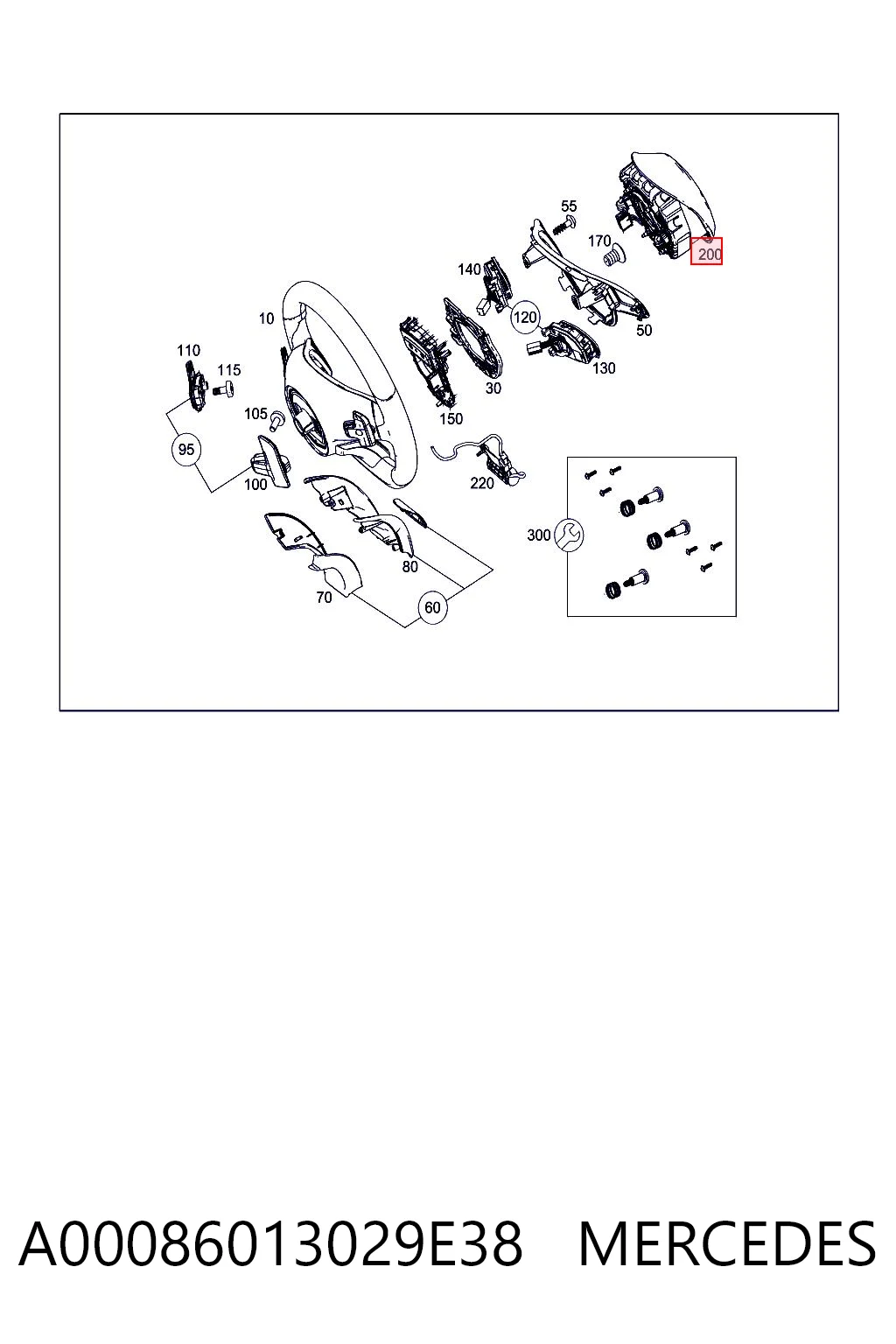 Подушка безпеки, водійська, AIRBAG Mercedes A00086013021B82 ціна, від 161.37 USD