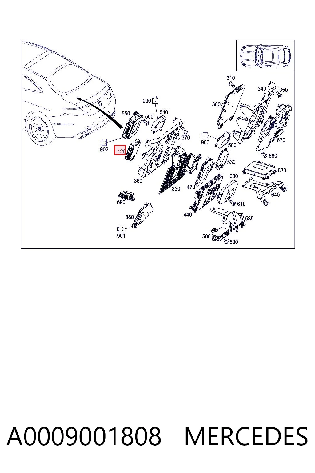A0009001808 Mercedes Модуль (блок ЕБУ) управління парктроніком