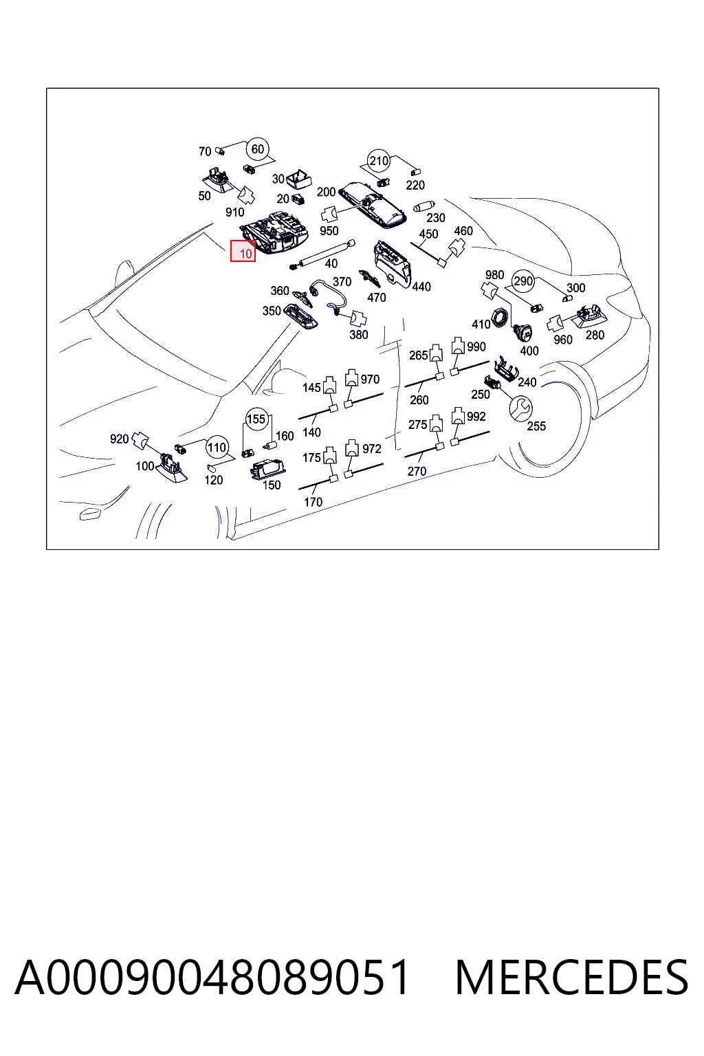 A0009004808 Mercedes Плафони внутрішнього освітлення