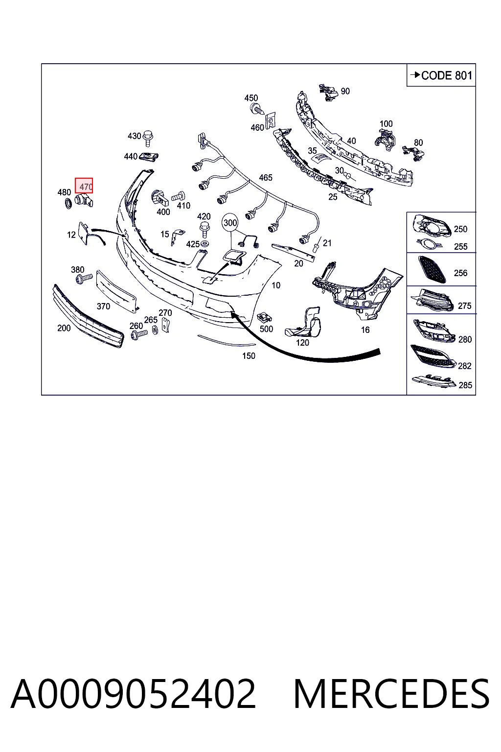 A0009052402 Mercedes Датчик сигналізації парковки (парктронік), передній / задній, бічний