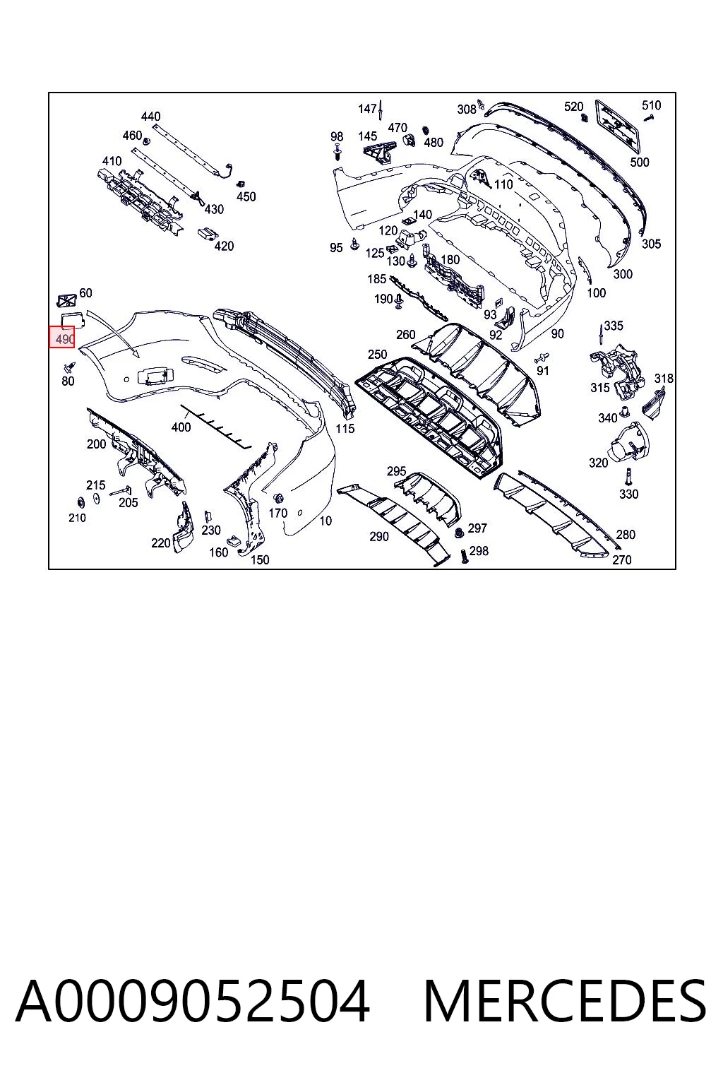 A0009052504 Mercedes Датчик контролю мертвої зони, задній
