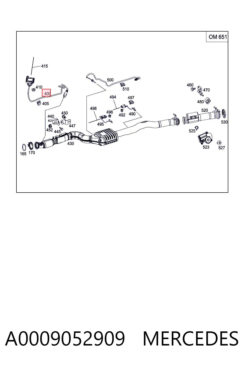 A0009052909 Mercedes Датчик оксидів азоту NOX, передній