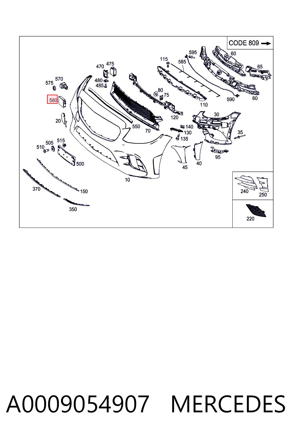 A0009054907 Mercedes Радарний датчик дистанції