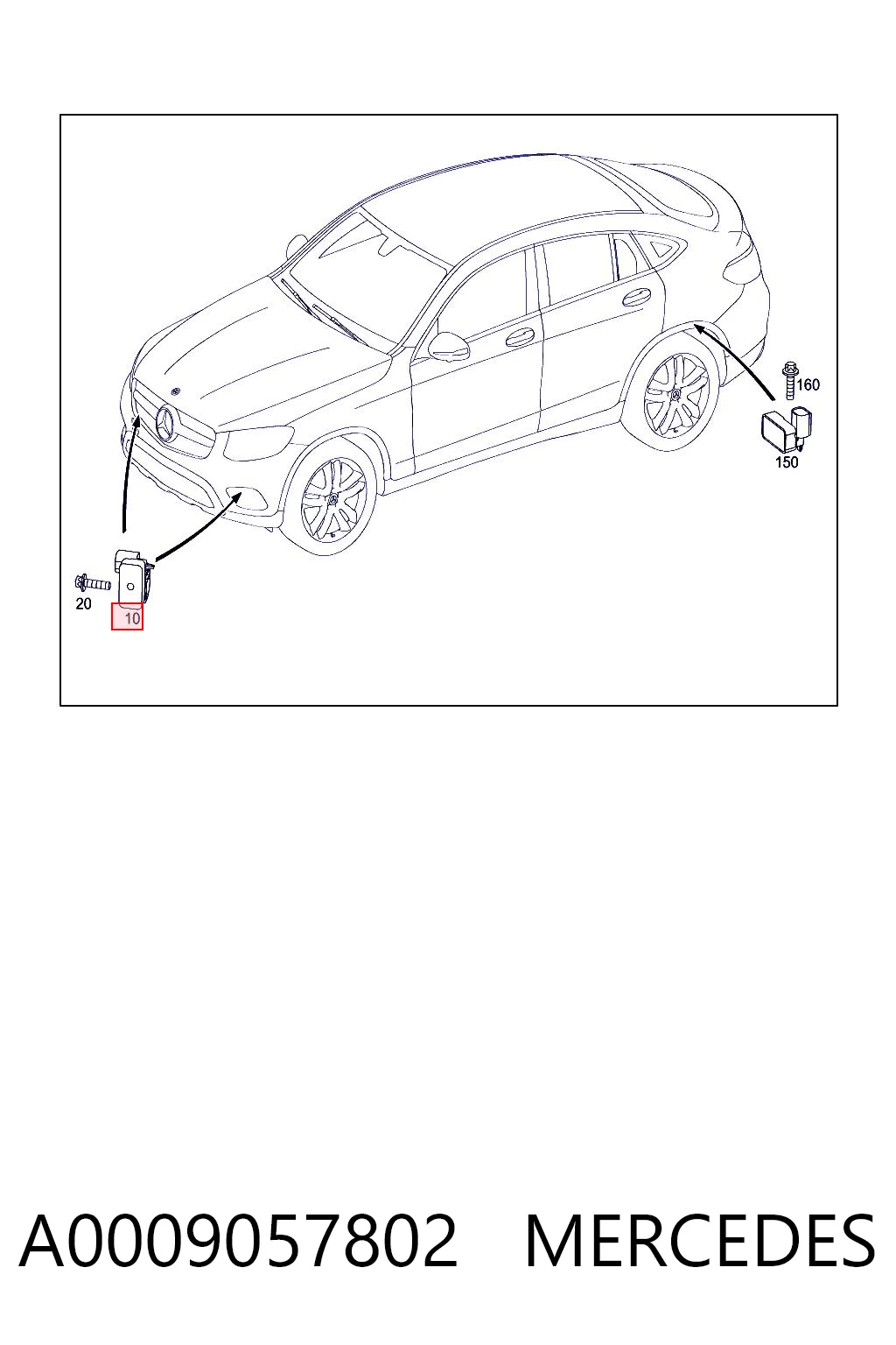 A0009057802 Mercedes Датчик поздовжнього прискорення