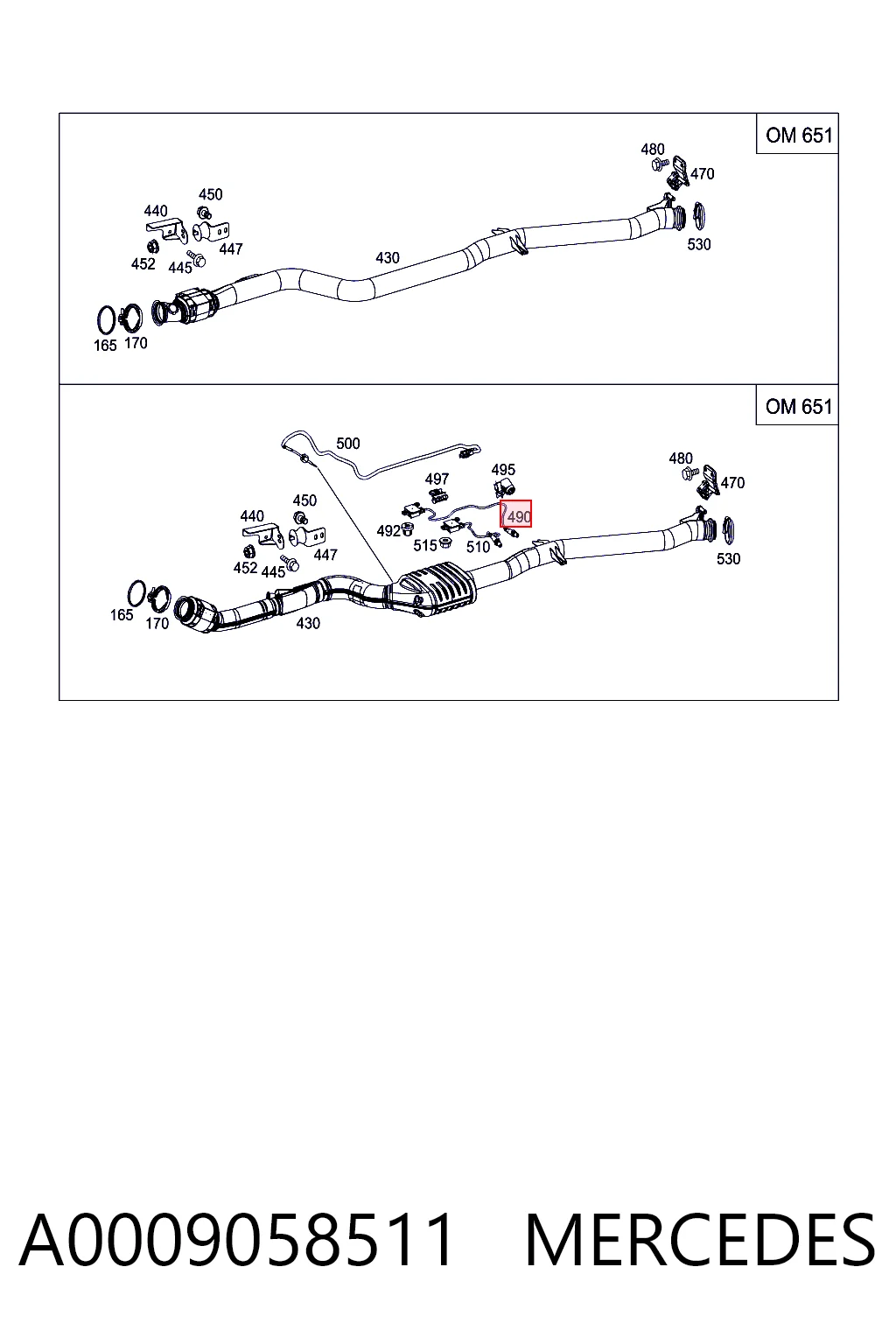 A0009058511 Mercedes Датчик оксидів азоту NOX, задній