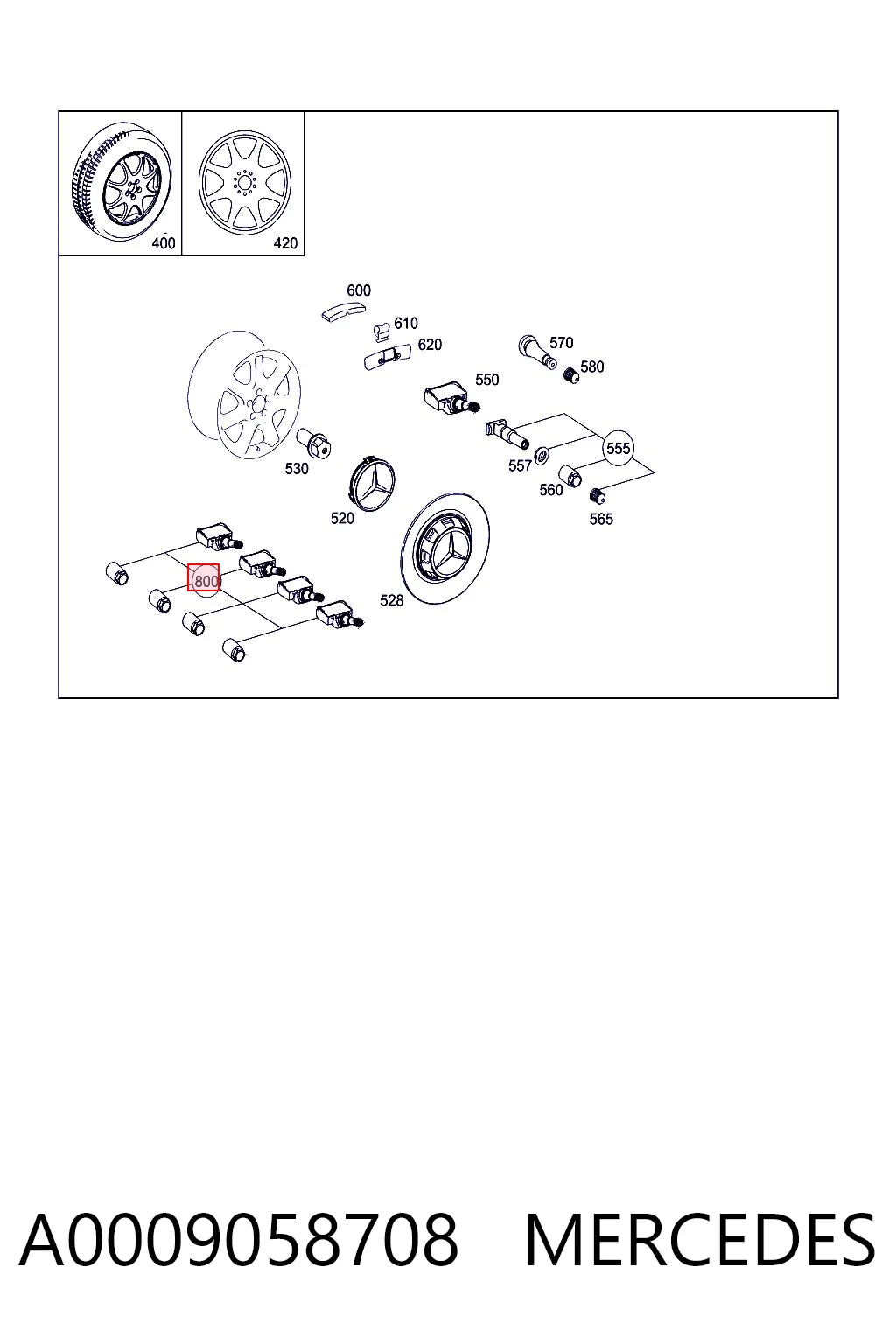 A0009058708 Mercedes Датчик шин