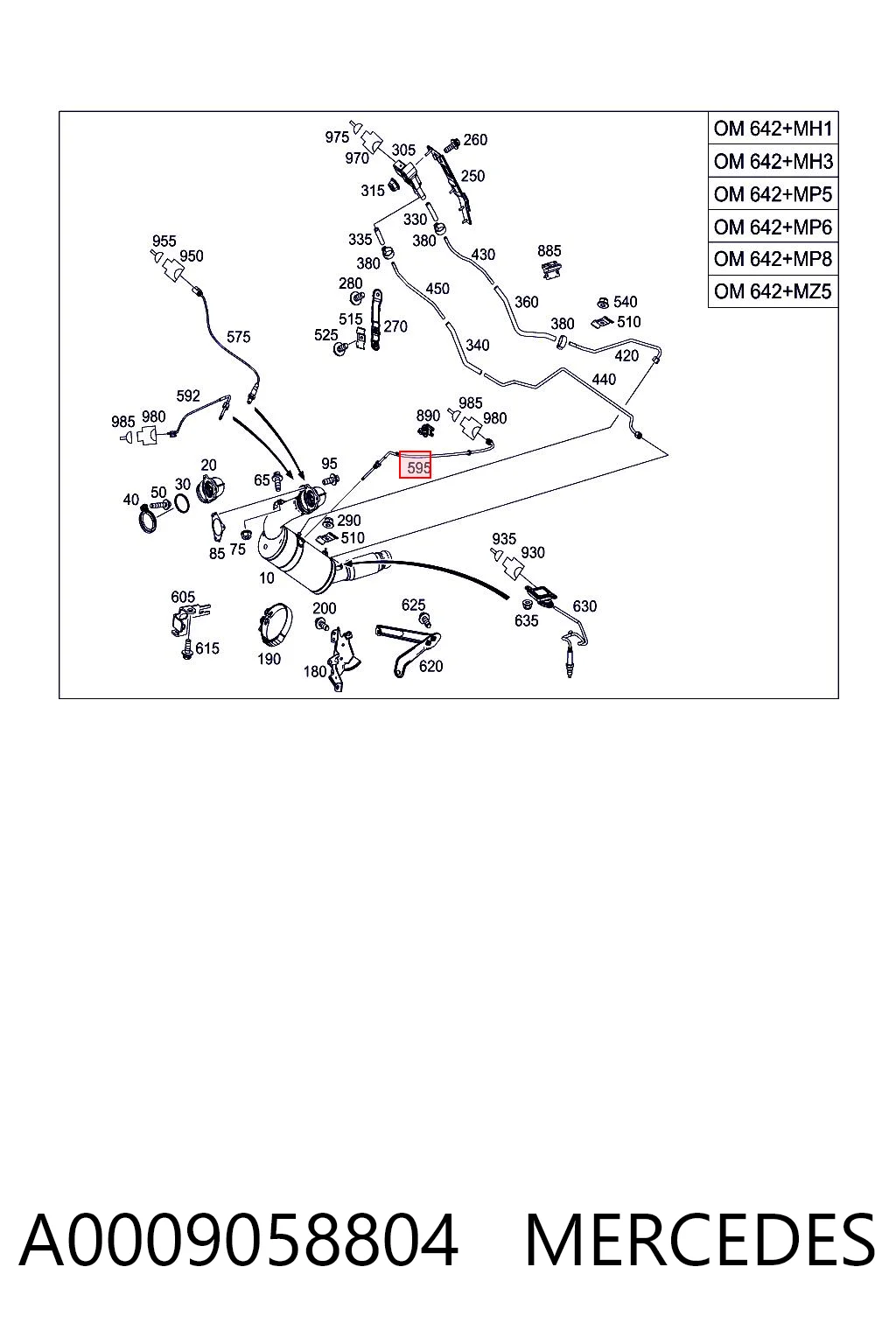 A0009058804 Mercedes Датчик температури відпрацьованих газів (ВГ), перед фільтром сажі