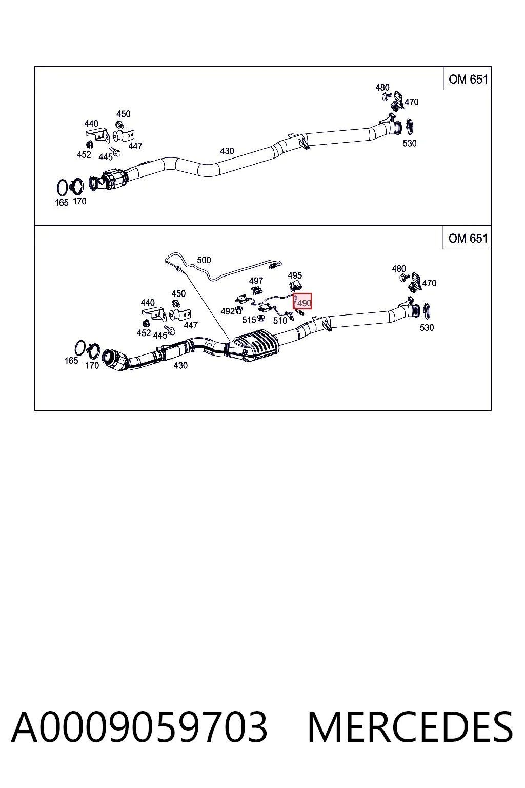 A0009059703 Mercedes Датчик оксидів азоту NOX, задній