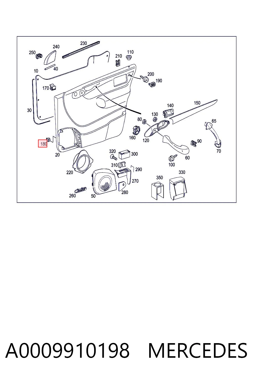 A0009910198 Mercedes Пістон (кліп) обшивки стійки кузова