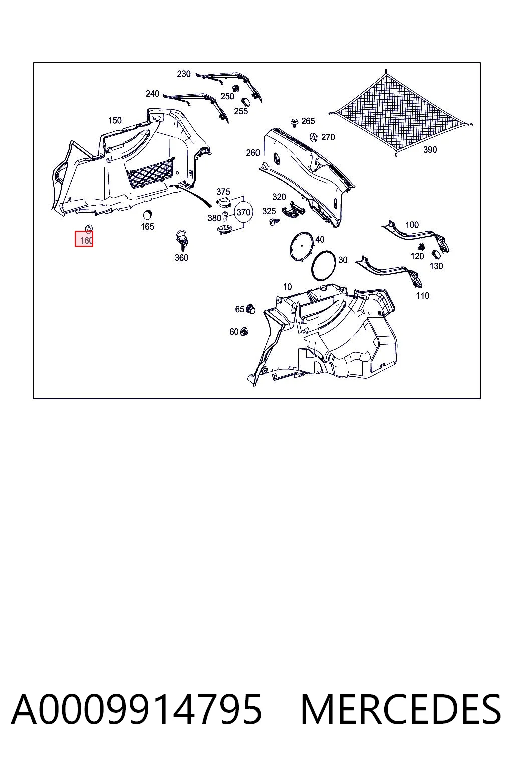 A0009914795 Mercedes Кліпса термоізоляції капота