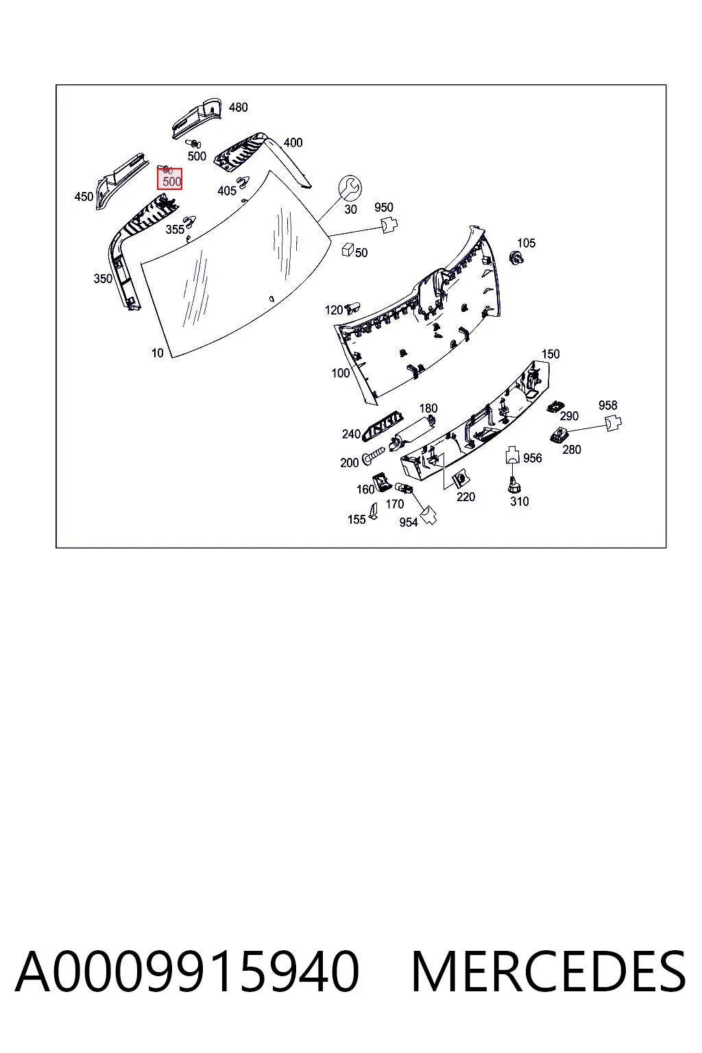 A0009915940 Mercedes Пістон (кліп) утеплювача капота