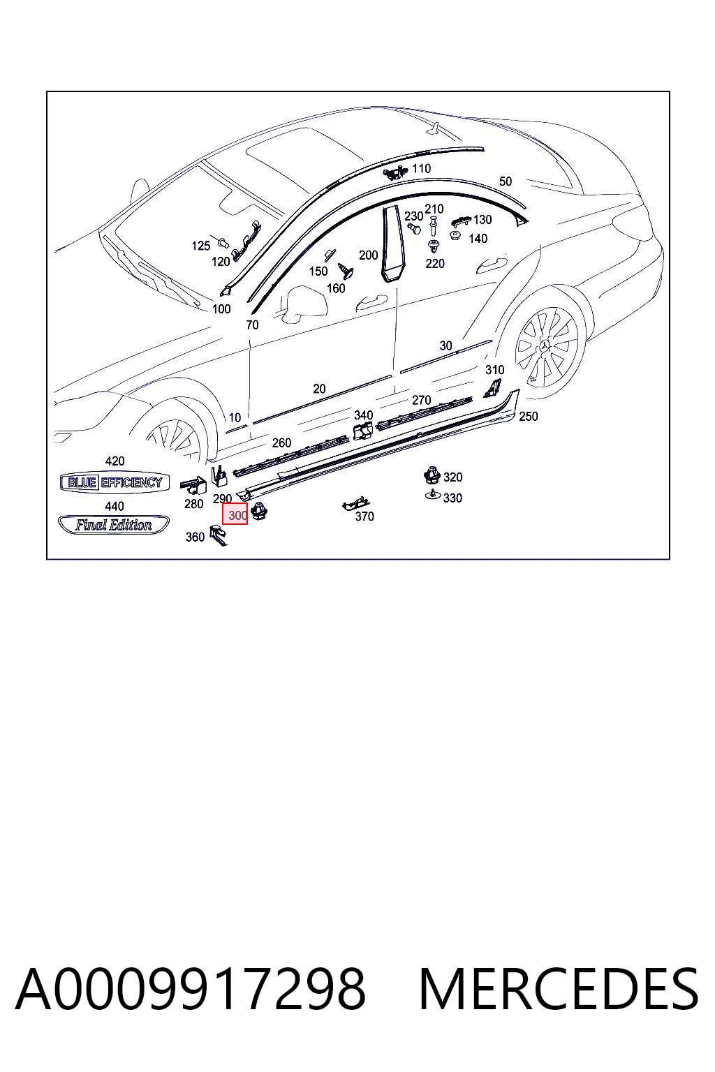 A0009917298 Mercedes Кліпса кріплення накладок порогів