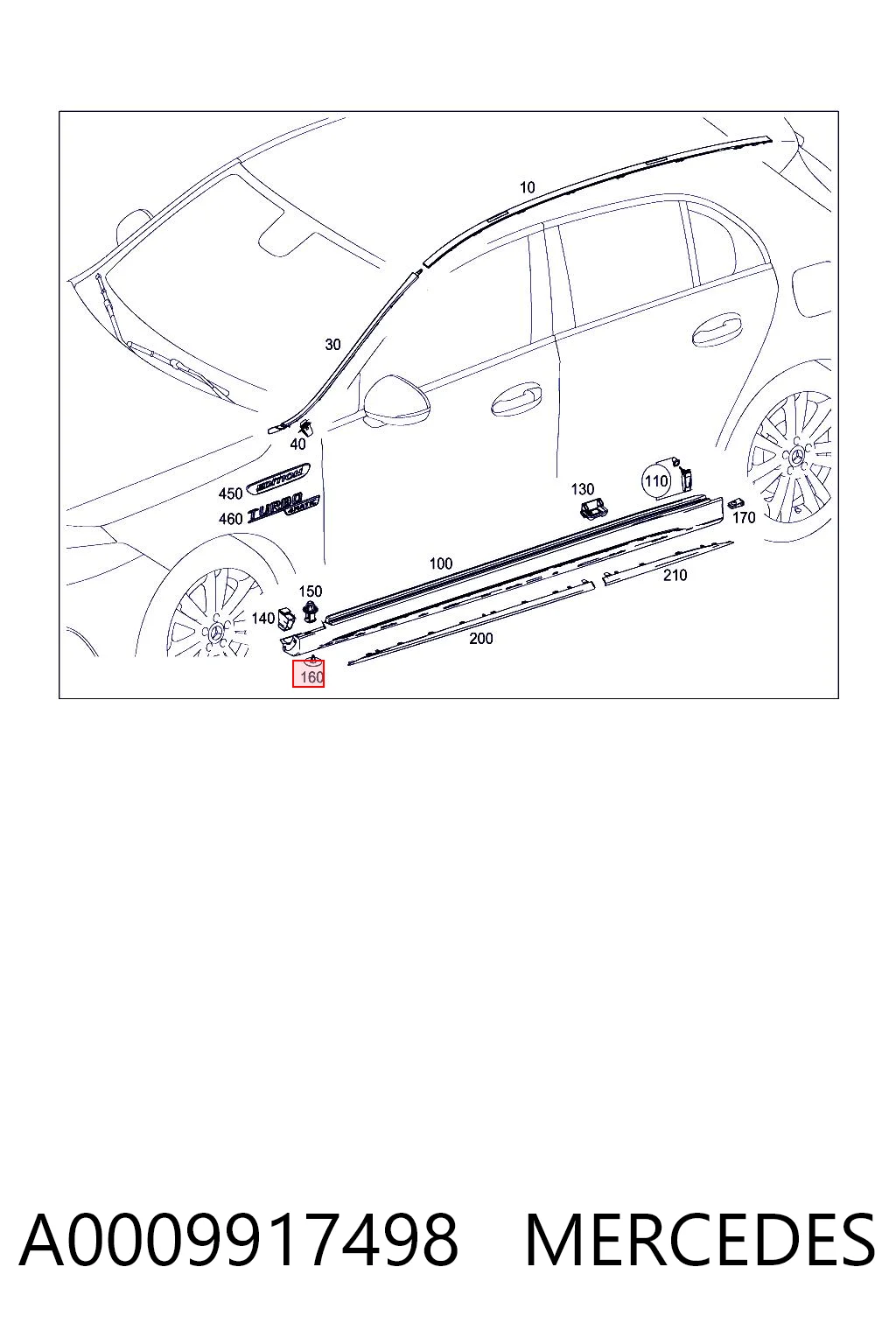 A0009917498 Mercedes Кліпса кріплення накладок порогів