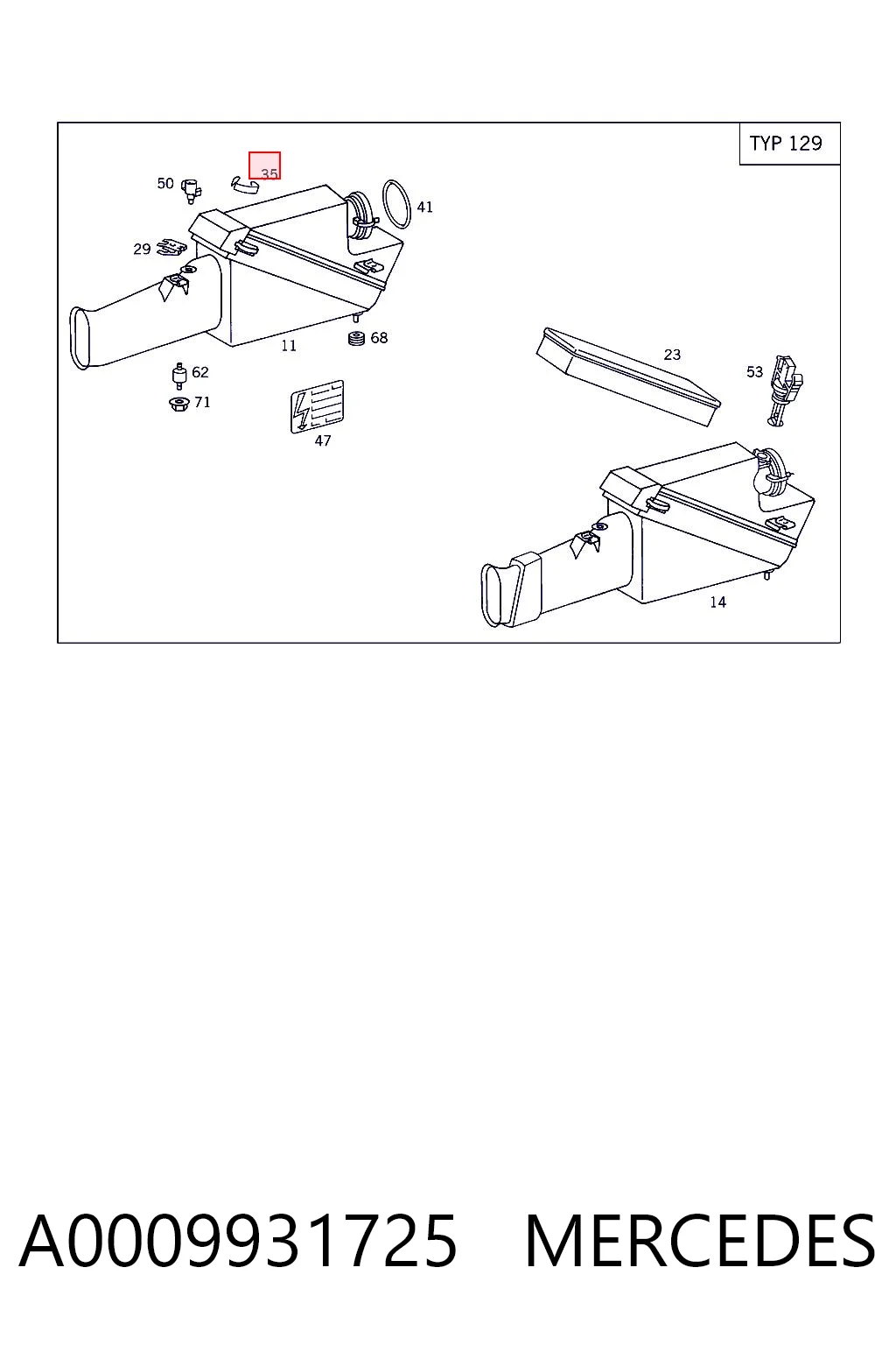 A0009931725 Mercedes Клямка (скоба) корпусу повітряного фільтра