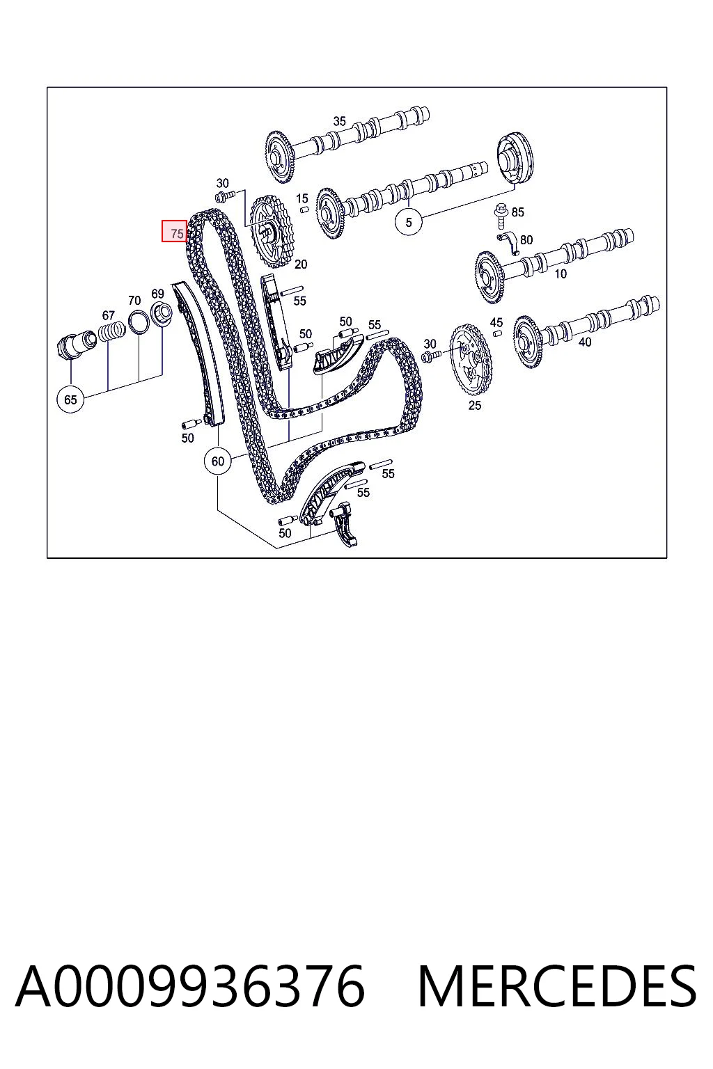 A0009936376 Mercedes Ланцюг приводу распредвала