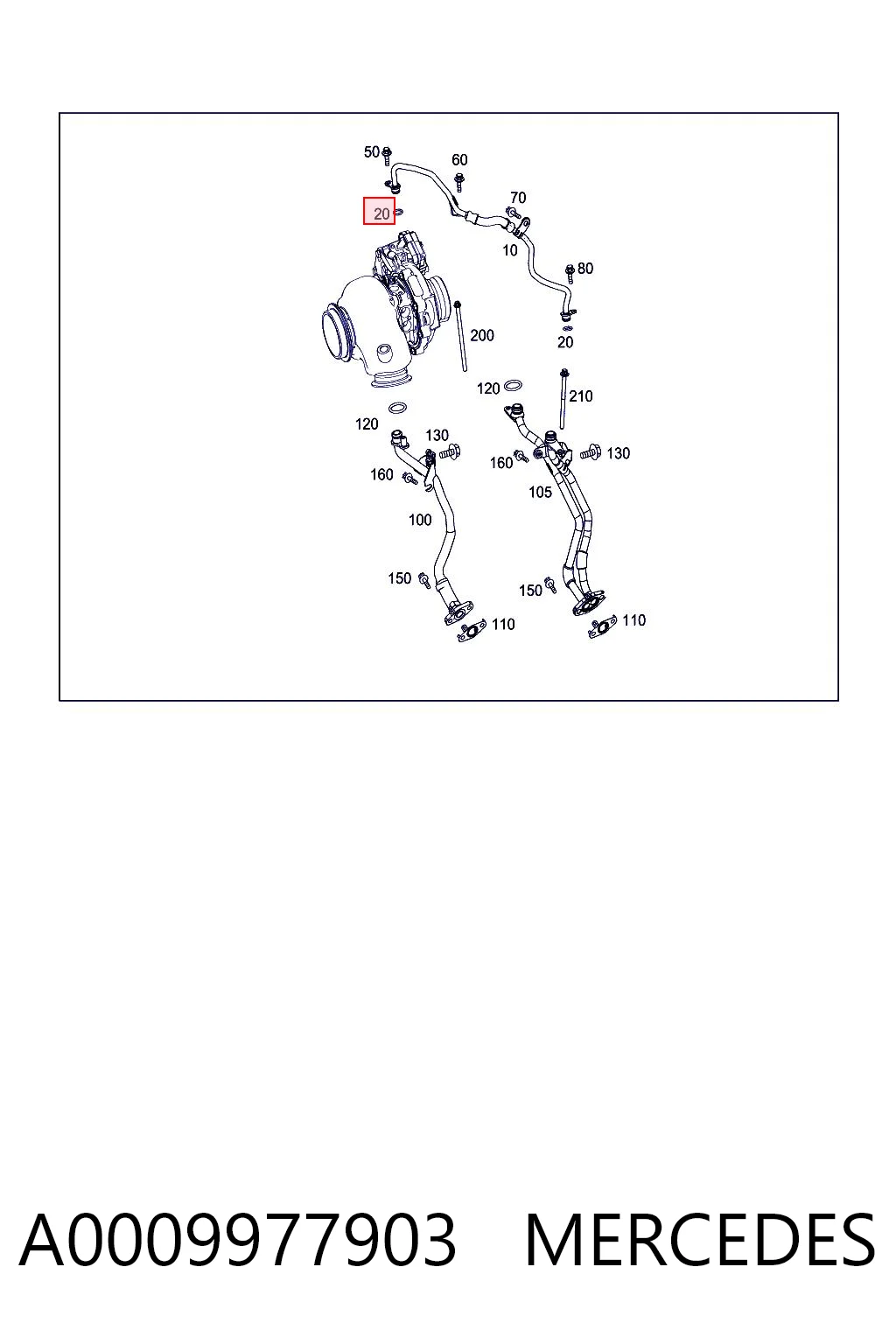 A0009977903 Mercedes Прокладка (кільце) шланга охолодження турбіни, подачі