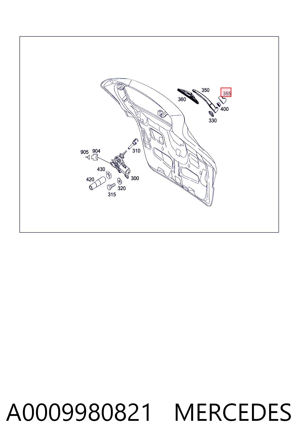 A0009980821 Mercedes Важіль-поводок двірника заднього скла