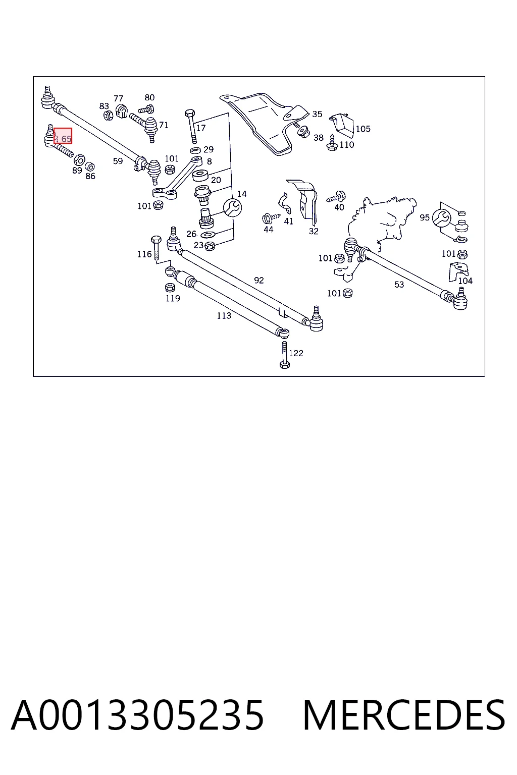 A0013305235 Mercedes Зовнішній наконечник рульової тяги