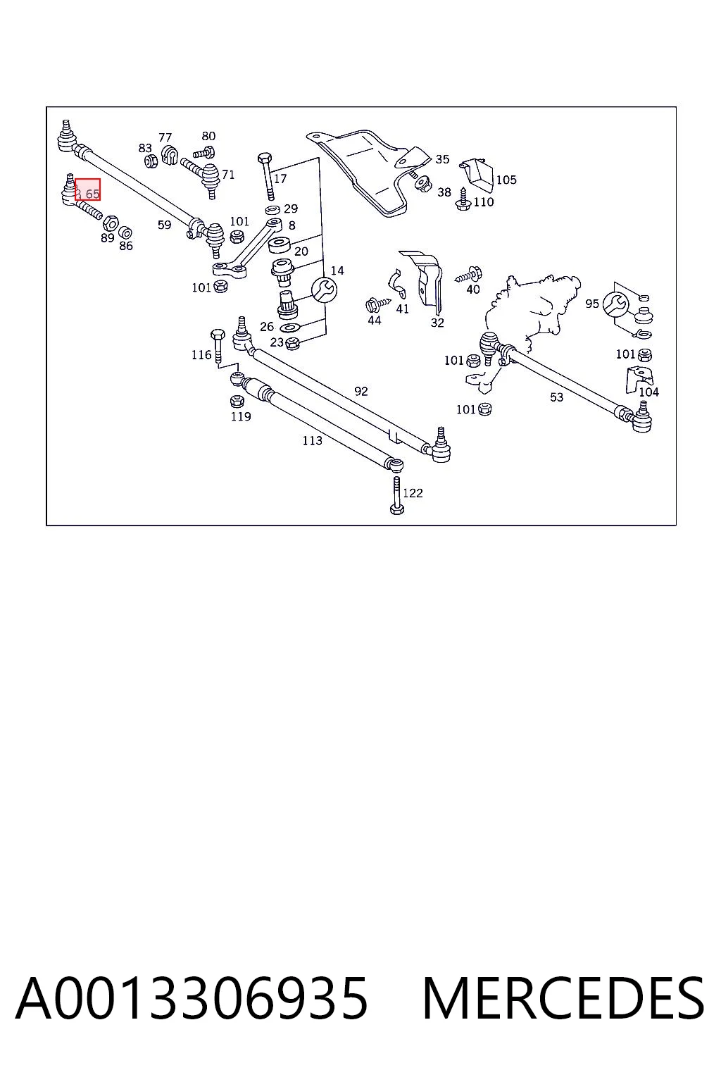 A0013306935 Mercedes Зовнішній наконечник рульової тяги