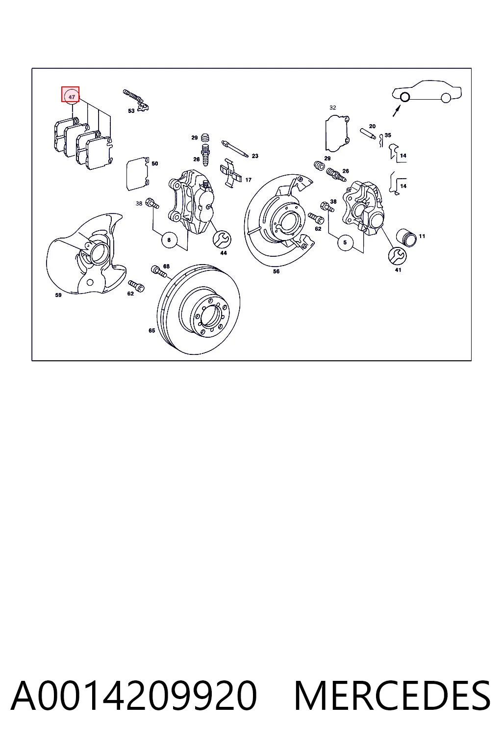 A0014209920 Mercedes Передні гальмівні колодки
