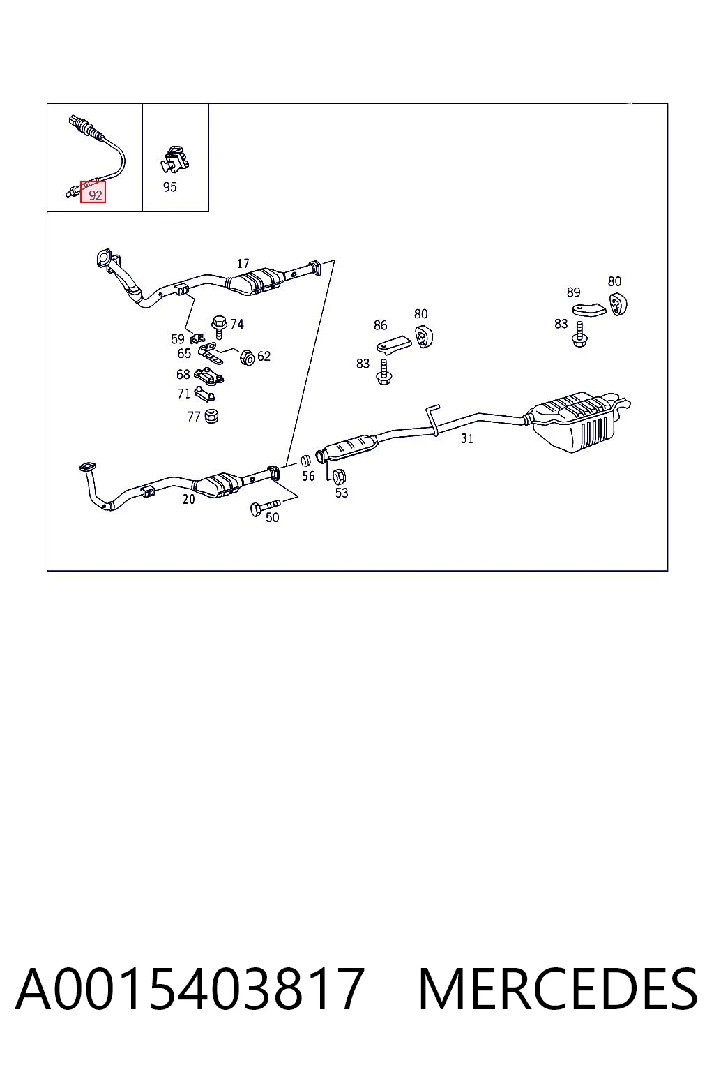A0015403817 Mercedes Лямбда зонд після каталізатора