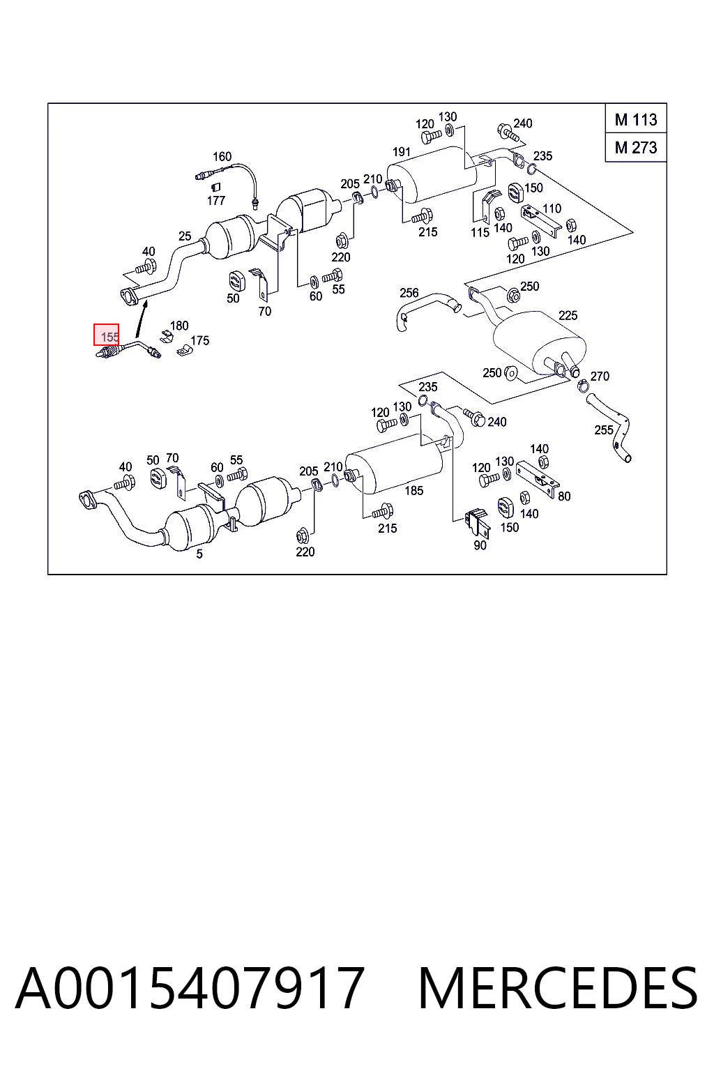 A0015407917 Mercedes Лямбдазонд, датчик кисню до каталізатора