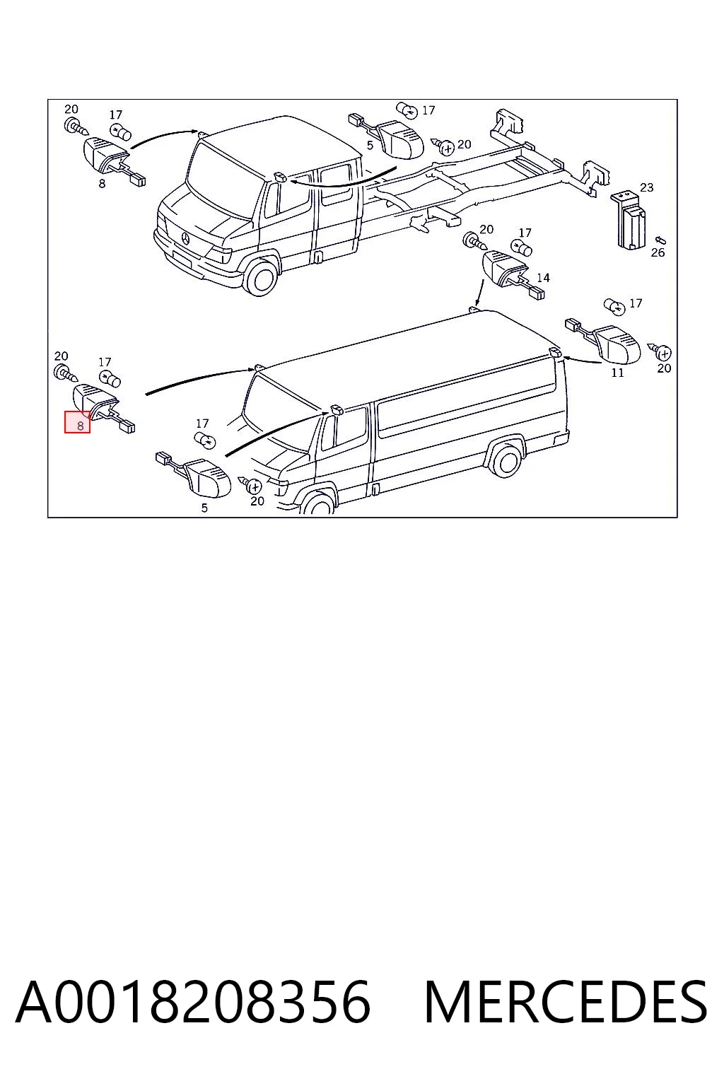 A0018208356 Mercedes Габарит даху (TRUCK)