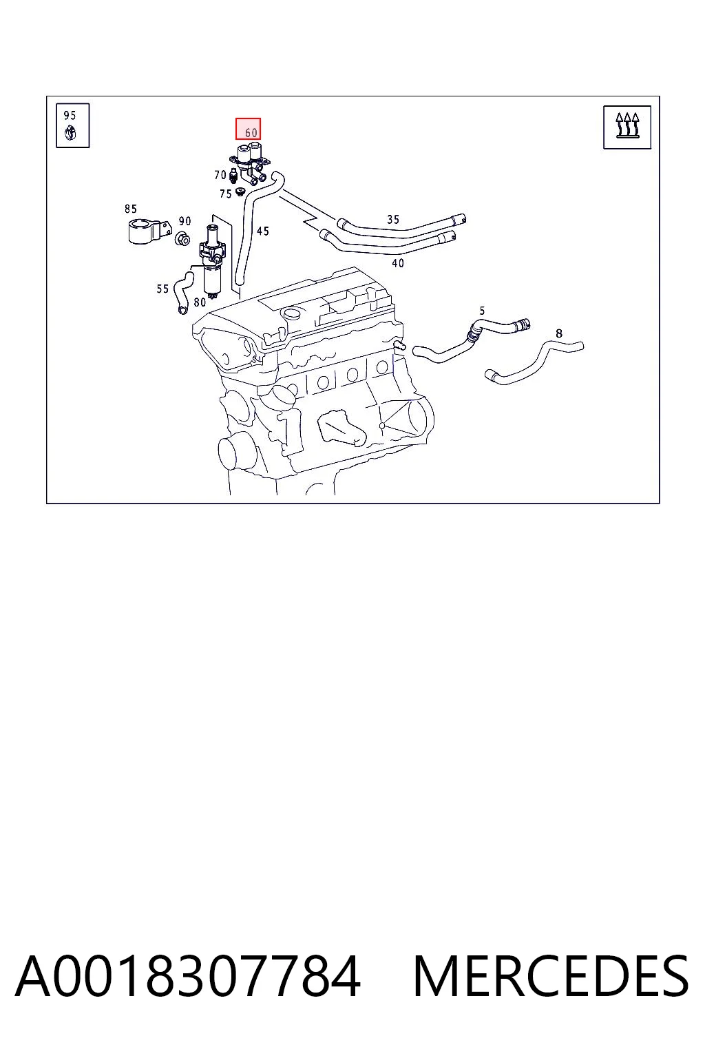 A0018307784 Mercedes Кран пічки (обігрівача)