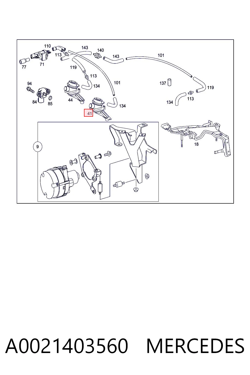 A0021403560 Mercedes Клапан подачі вторинного повітря