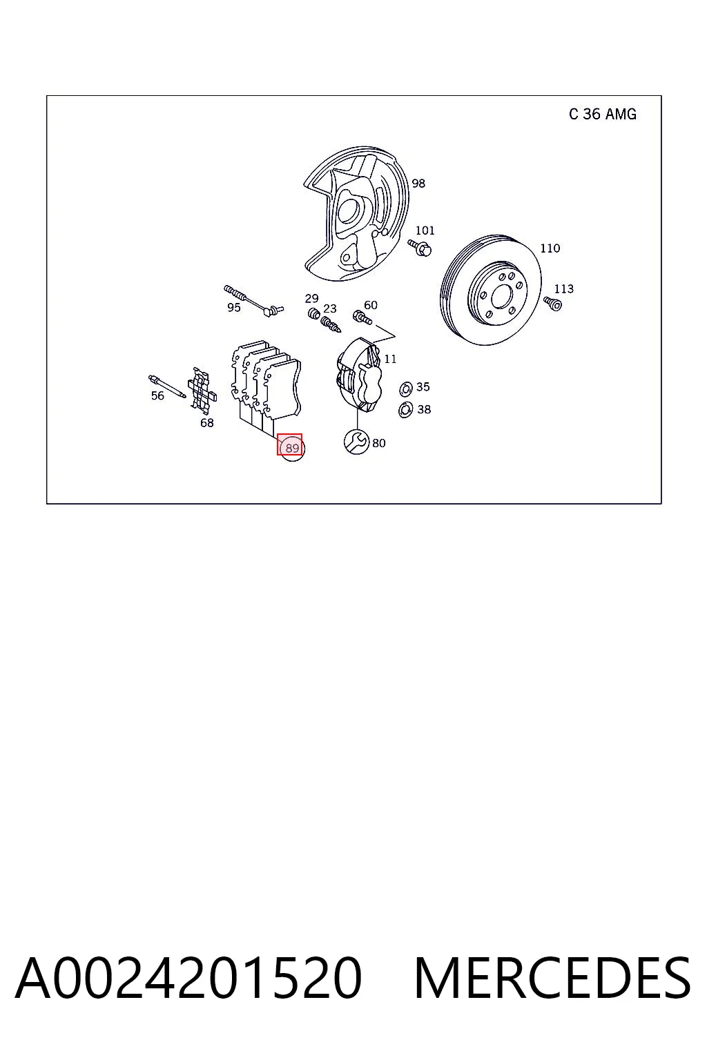 A0024201520 Mercedes Передні гальмівні колодки