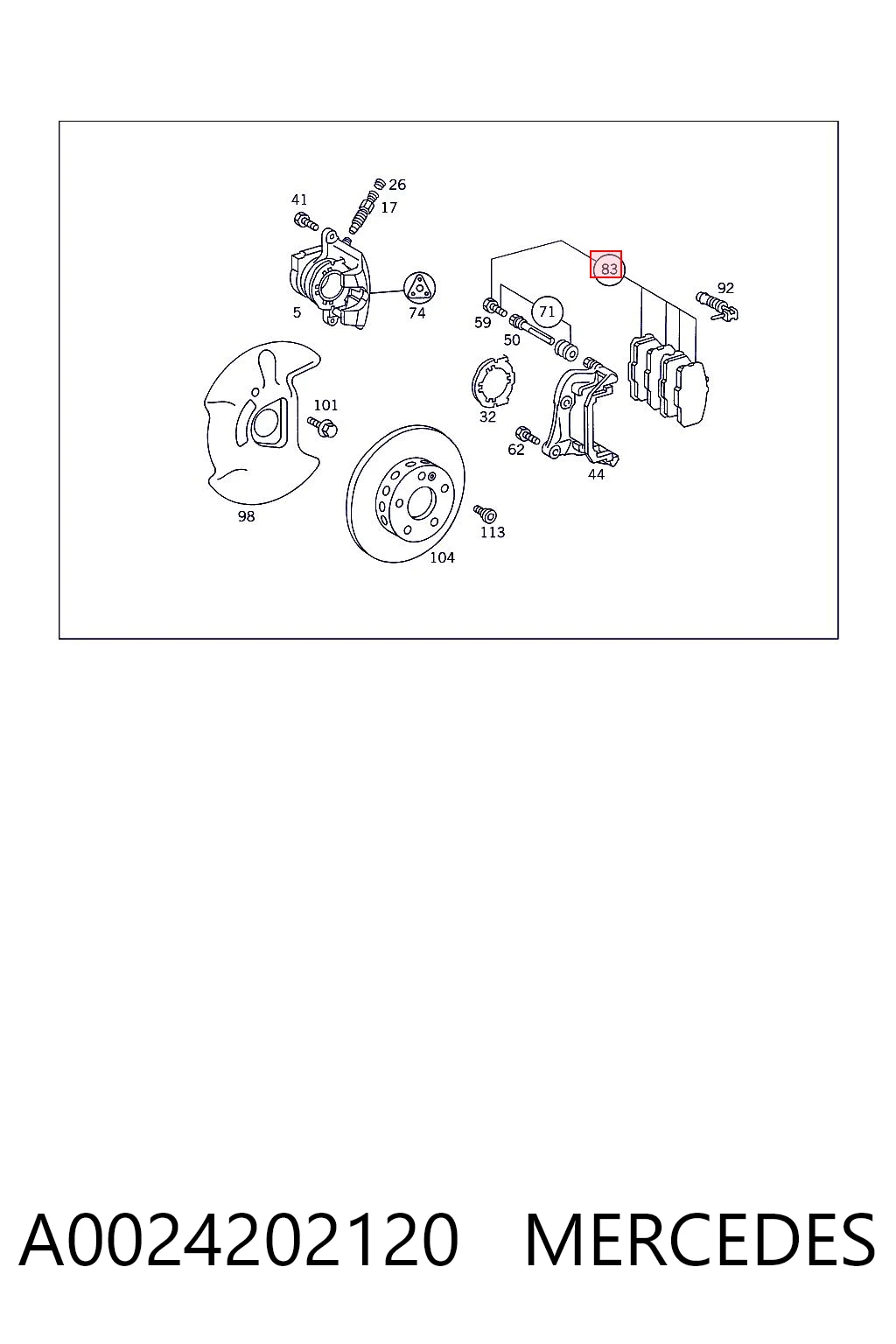 A0024202120 Mercedes Передні гальмівні колодки