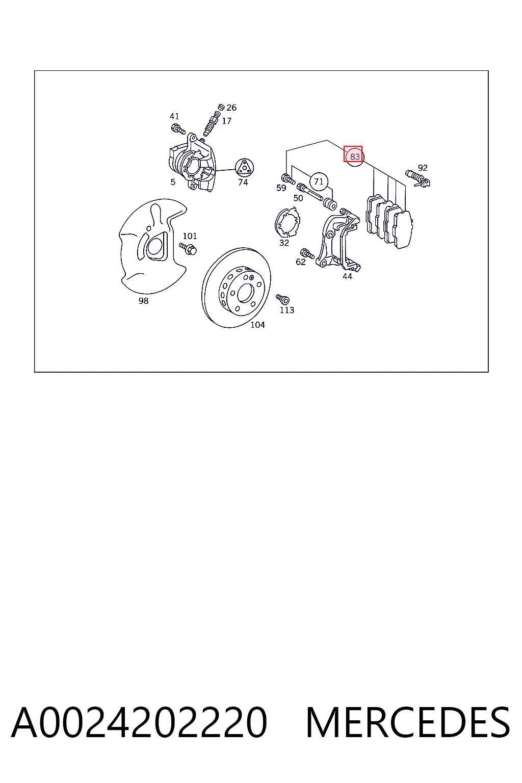 A0024202220 Mercedes Передні гальмівні колодки