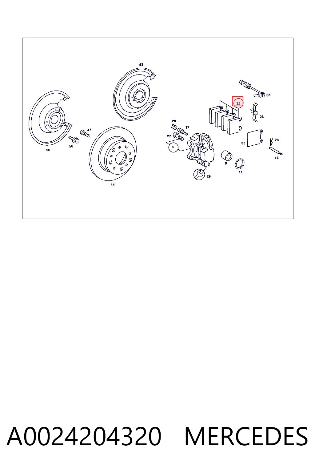 A0024204320 Mercedes Передні гальмівні колодки
