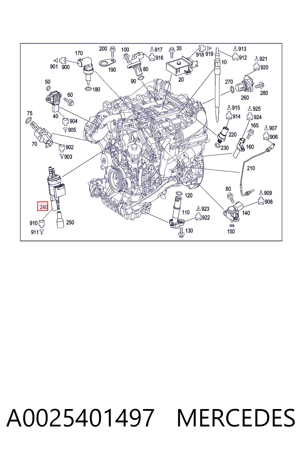 A0025401497 Mercedes Клапан перемикання системи подачі повітря