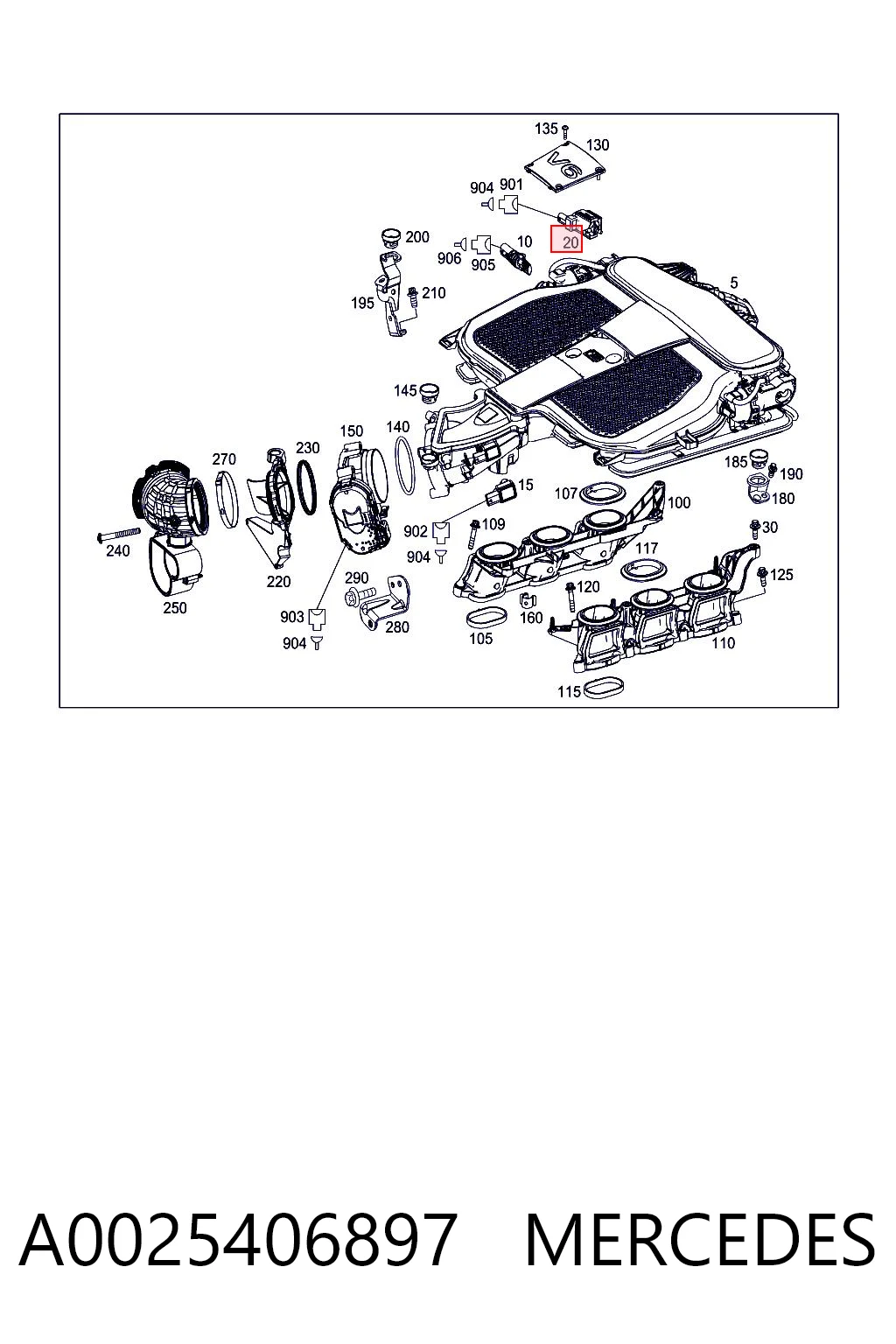 A0025406897 Mercedes Клапан перемикання регулятора заслонок впускного колектора